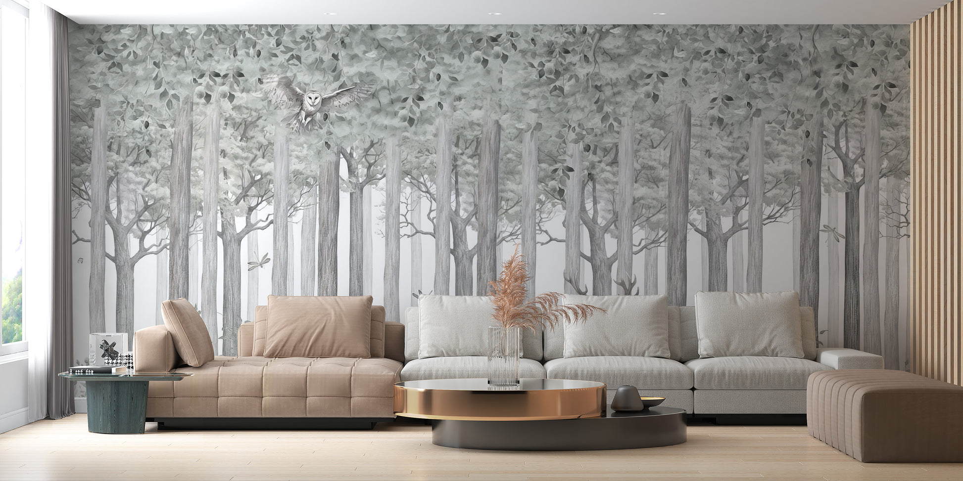 Woodland Deer Scene Wall Mural for natural decor