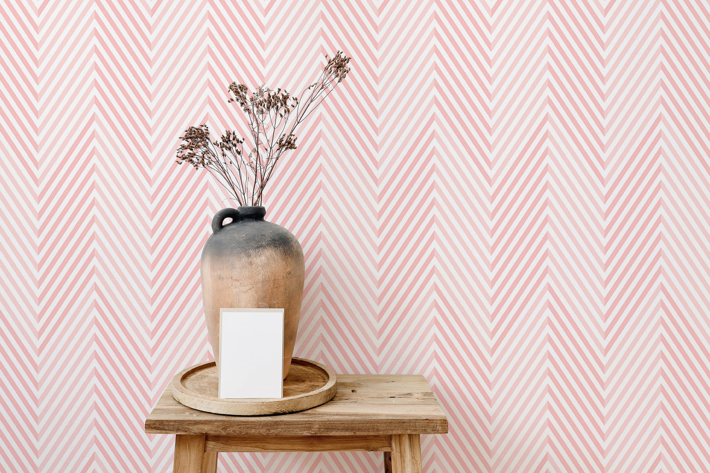 Chevron Pink and White Geometric Vector Wallpaper