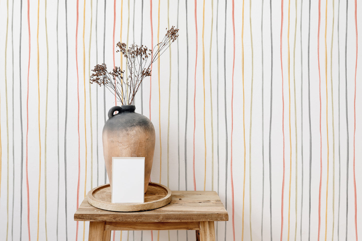 Pastel Colors Hand Drawn Striped Pattern Wallpaper