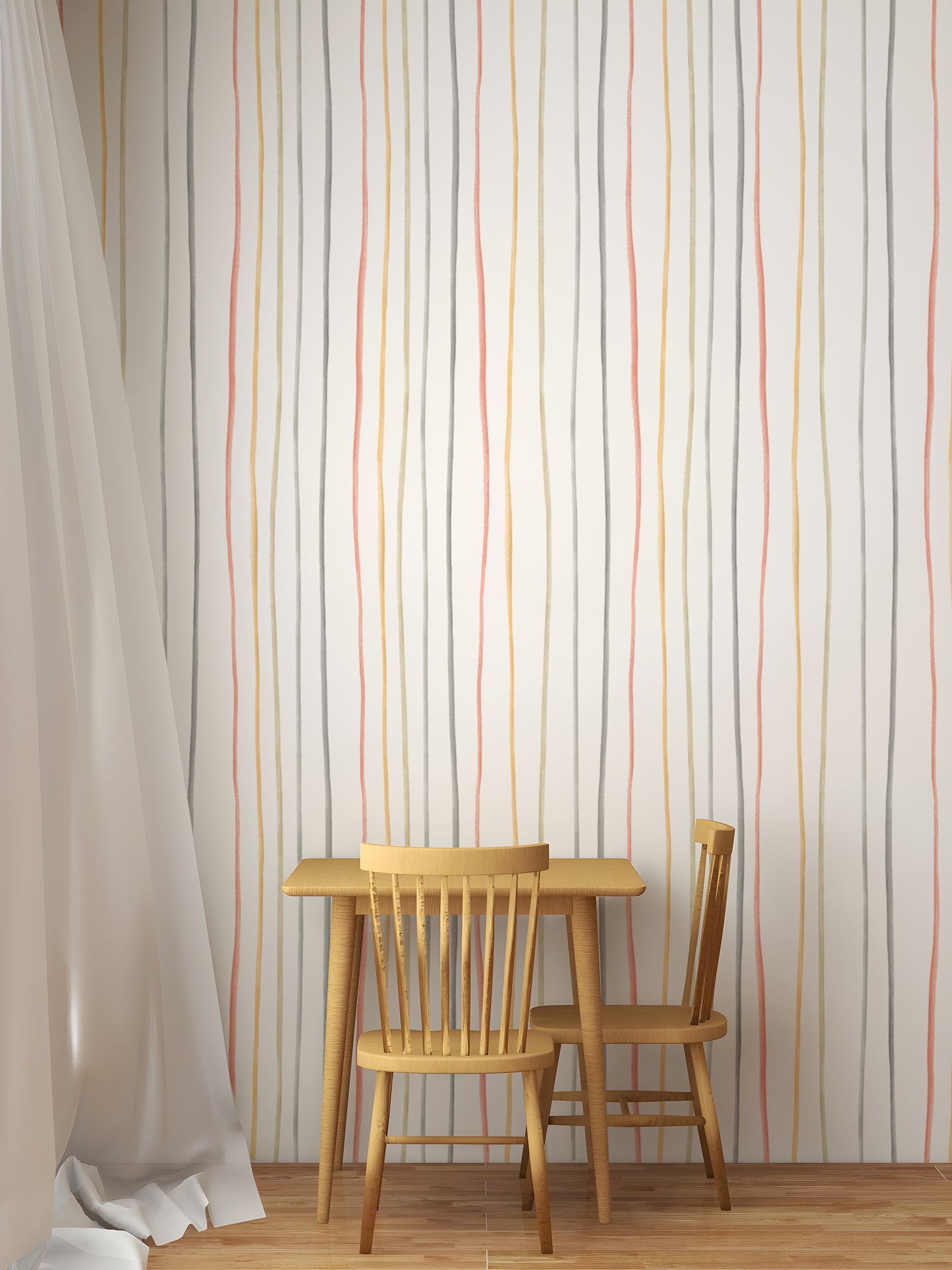 Pastel Colors Hand Drawn Striped Pattern Wallpaper