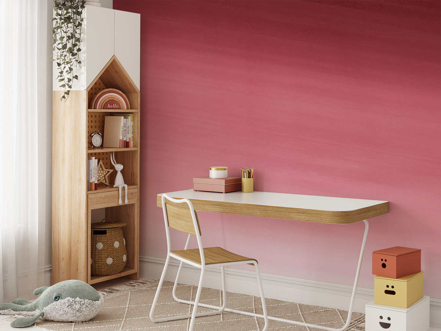 Chic ombre wall mural in Barbie Girl signature colors