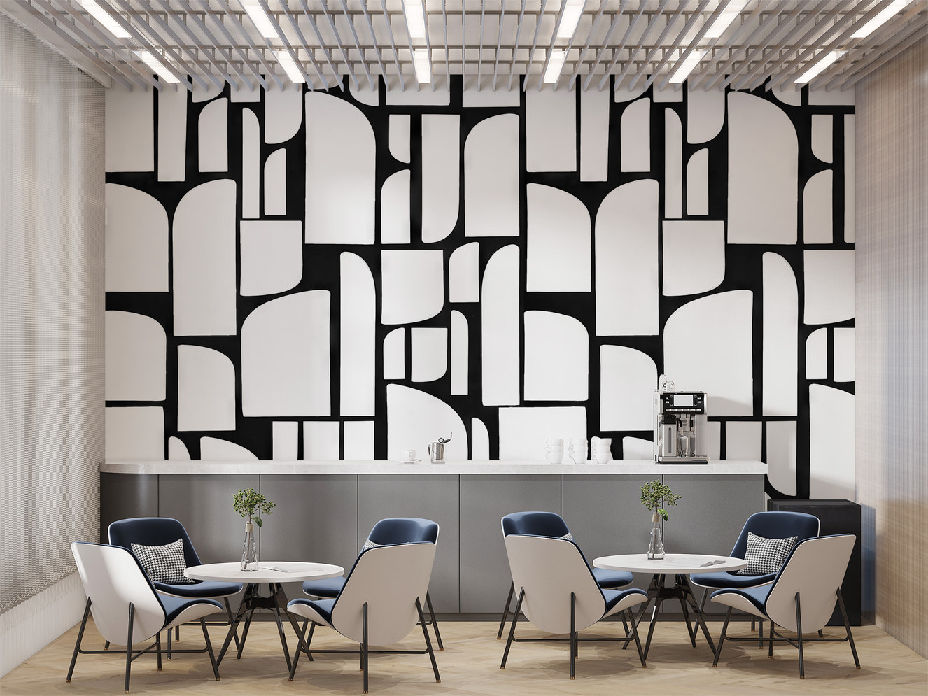 Monochrome Arches Design Wall Mural