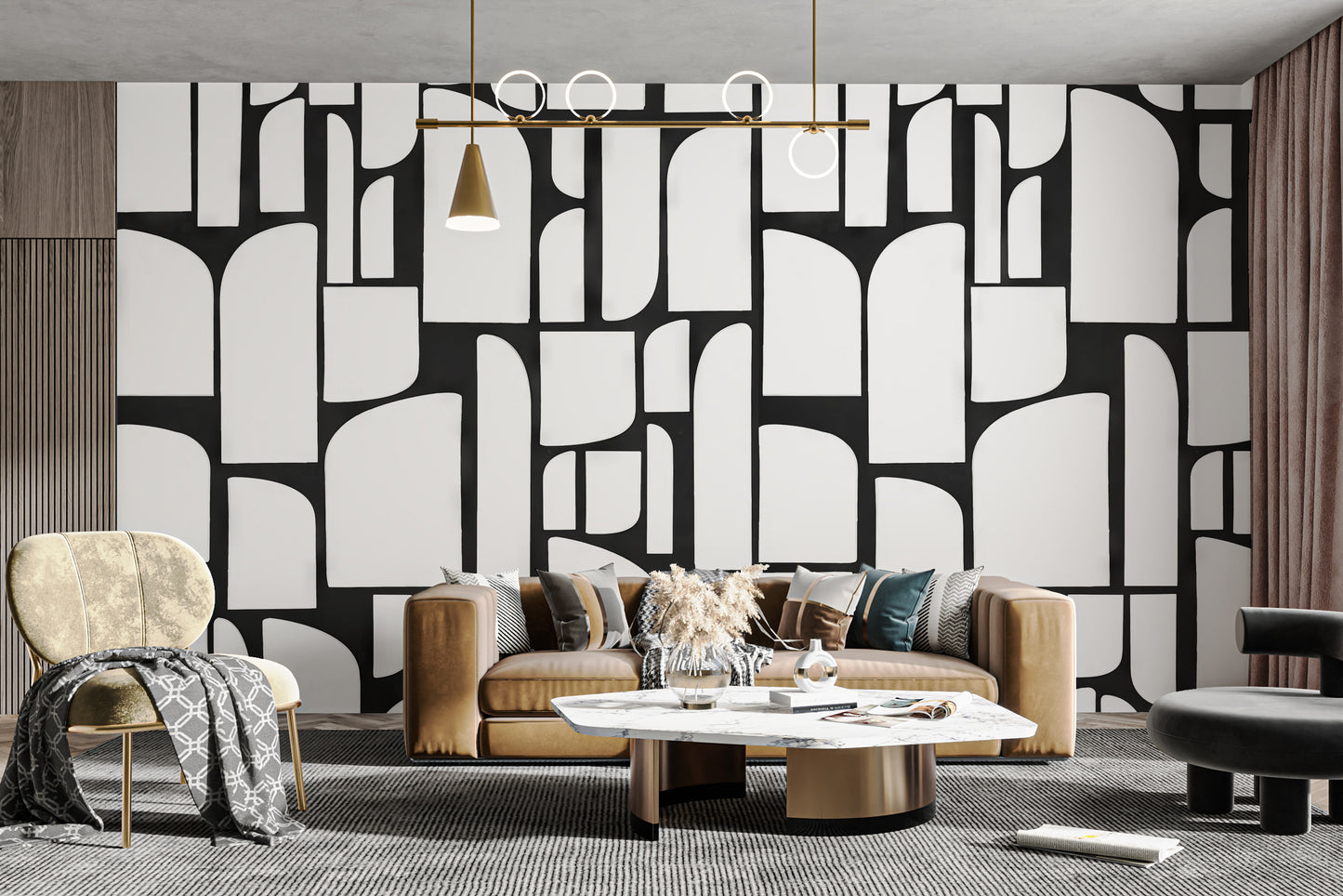 Monochrome Arches Design Wall Mural