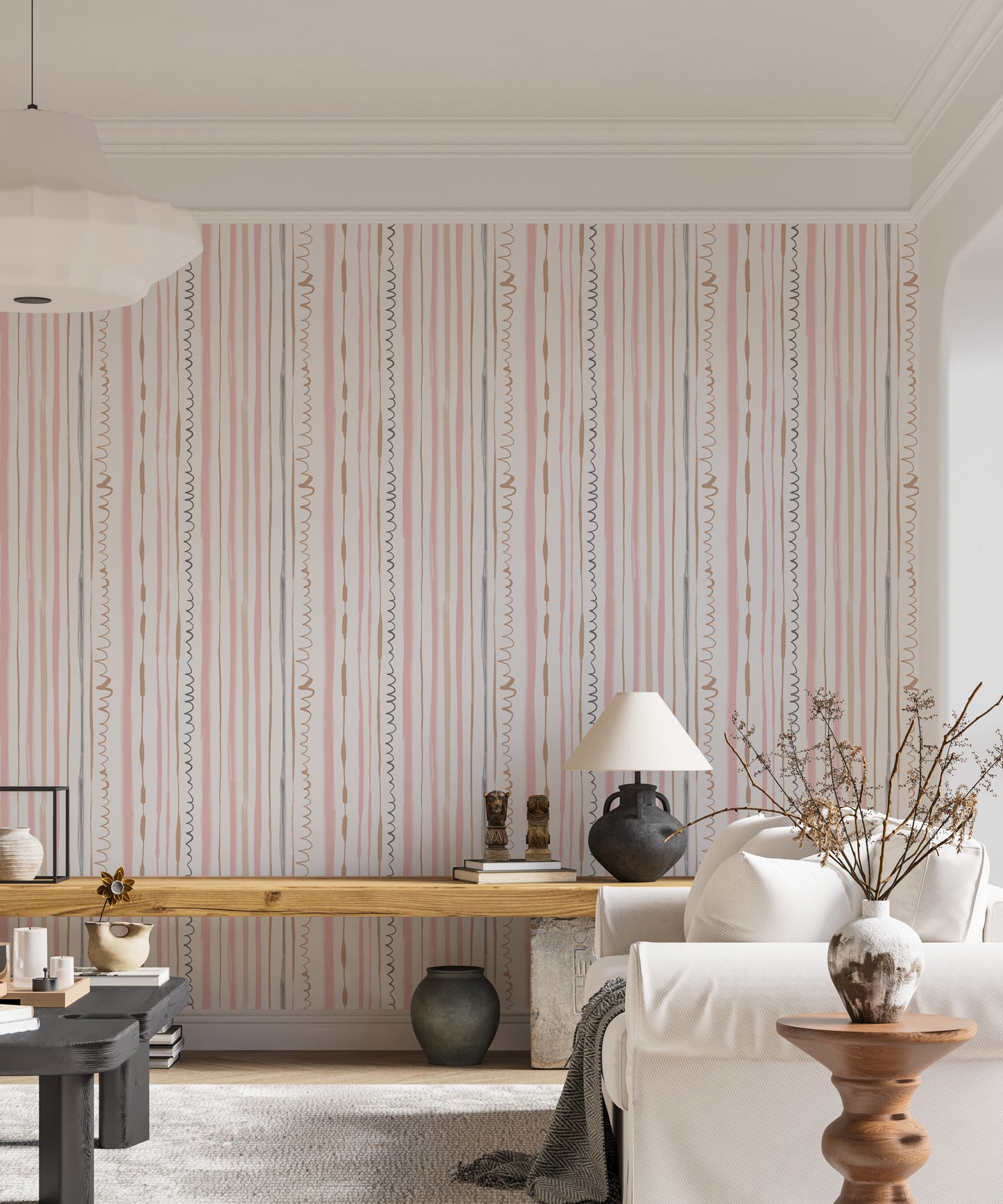 Seamless Pattern Vertical Lines Pink Wallpaper