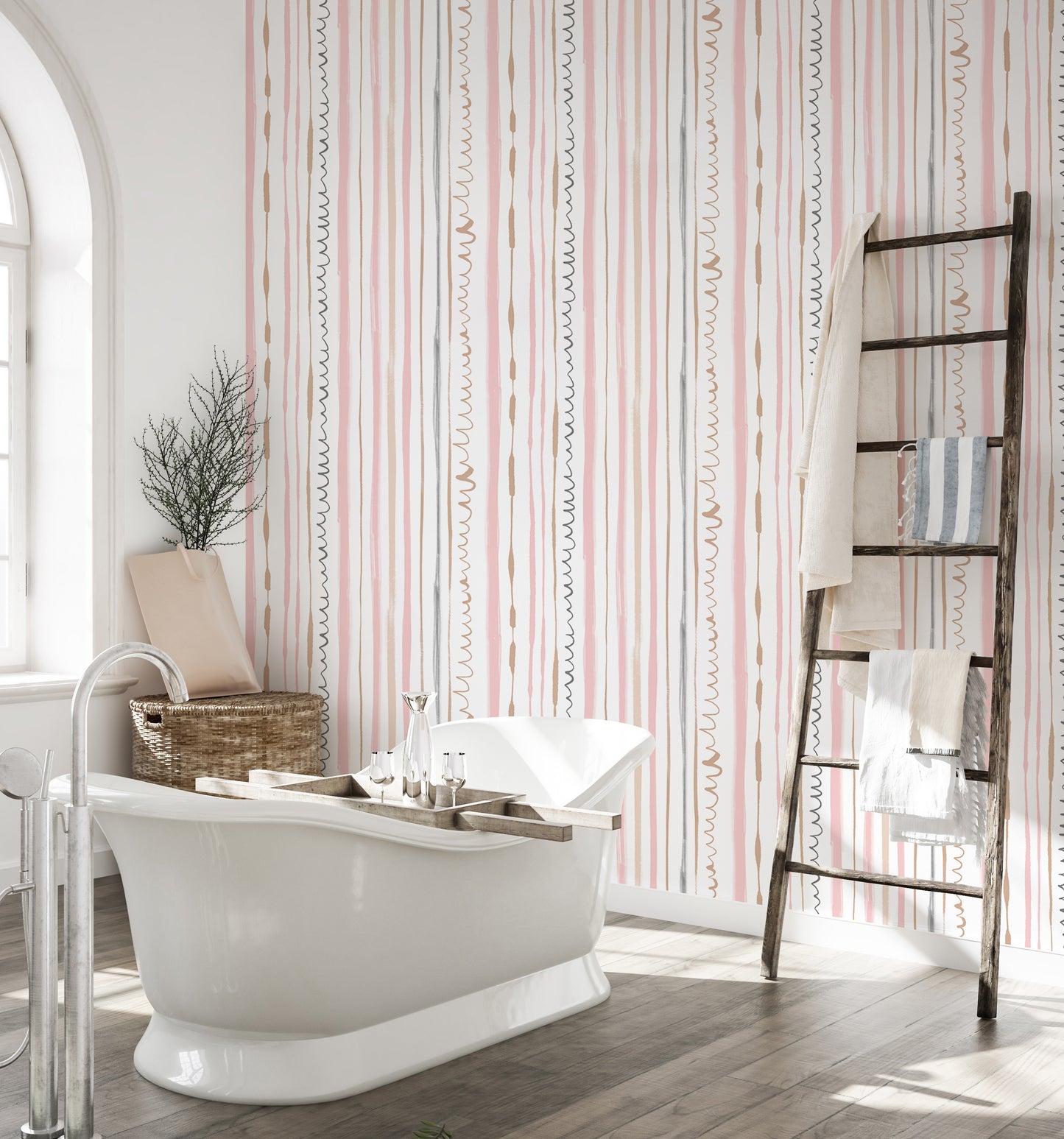 Seamless Pattern Vertical Lines Pink Wallpaper