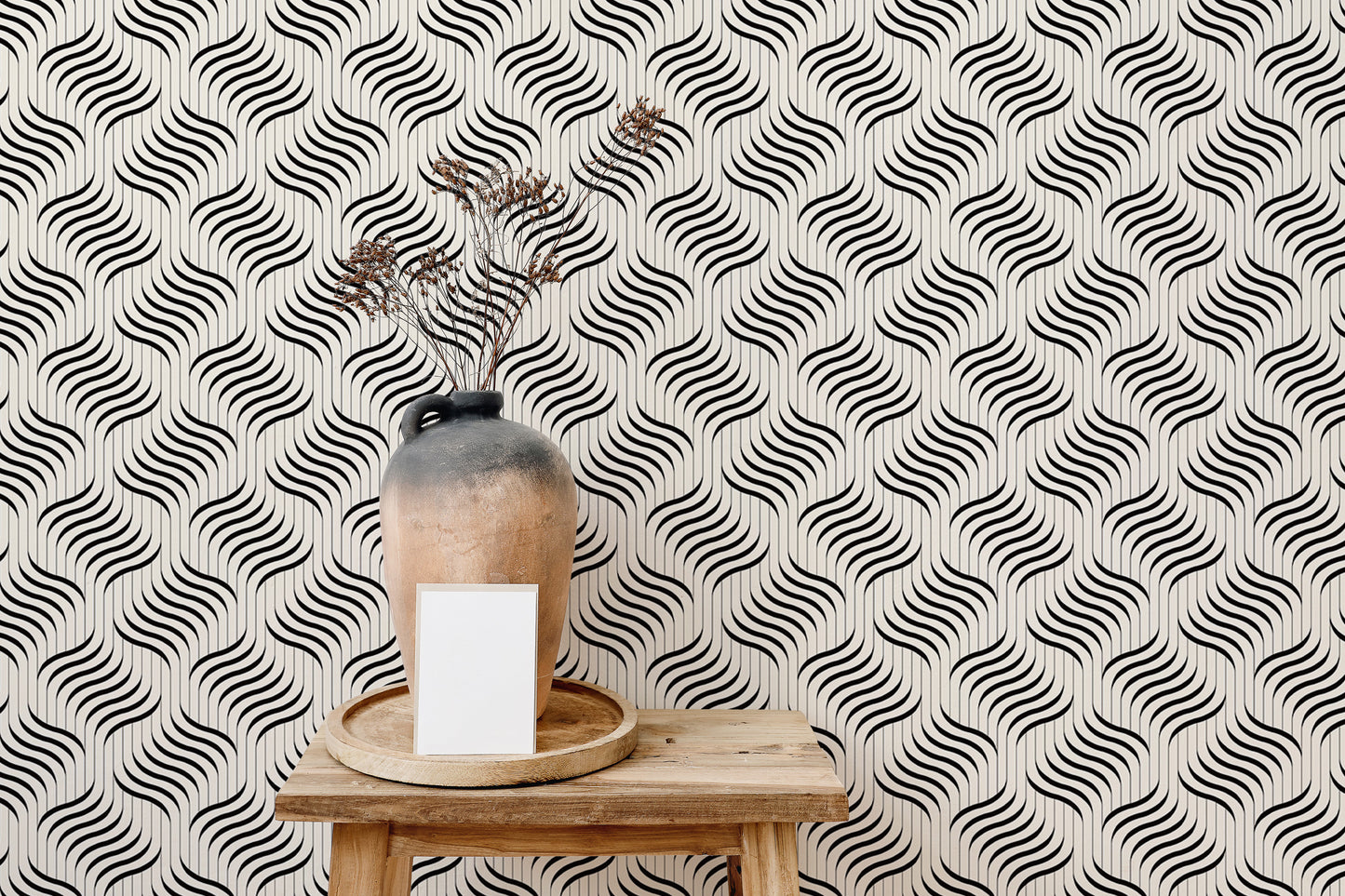 Ripple Monochrome Geometric Waves Wallpaper