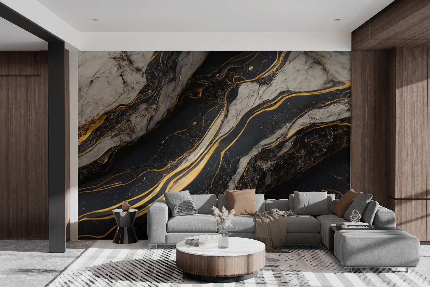 Golden Veined Marble Wall Mural