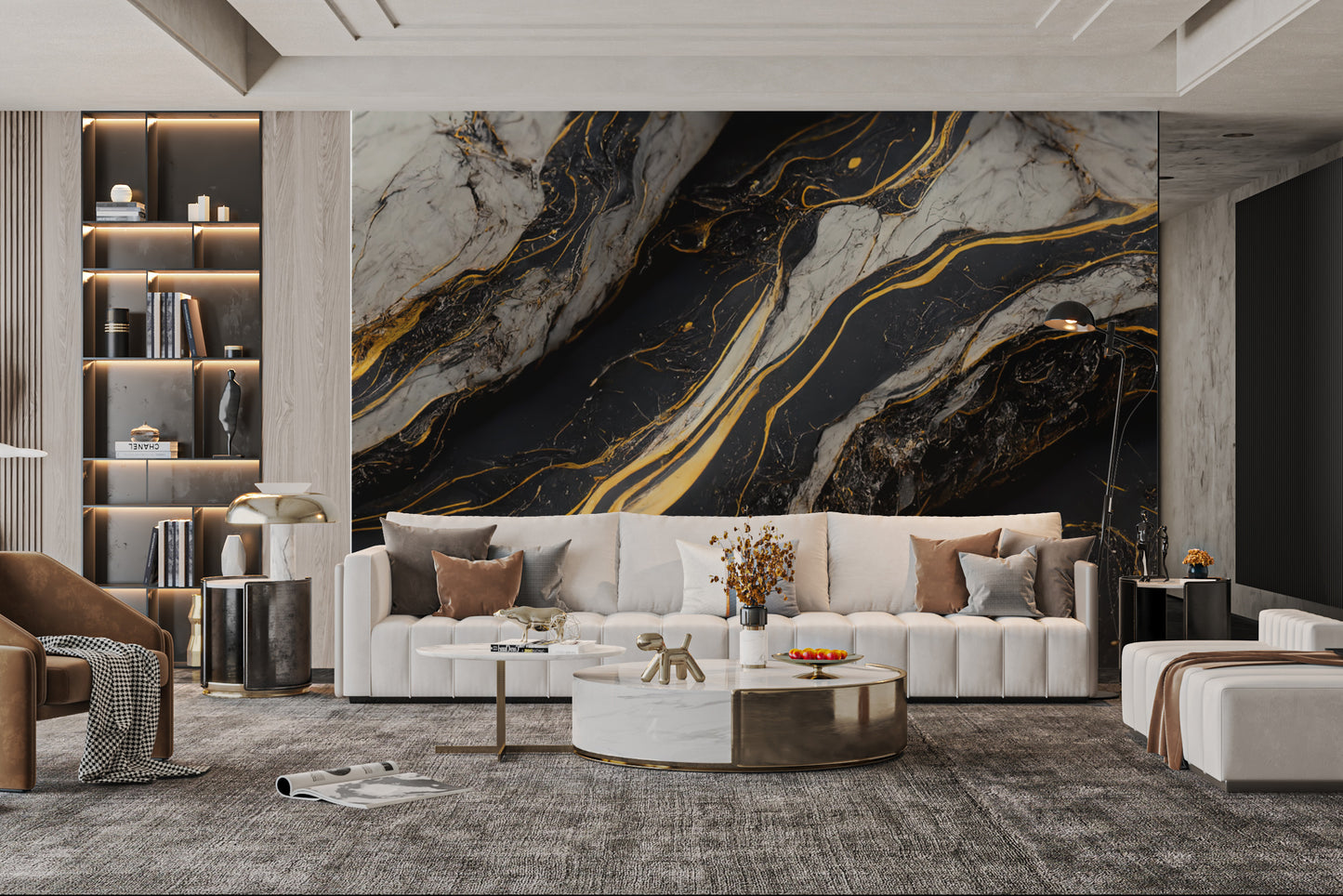 Golden Veined Marble Wall Mural