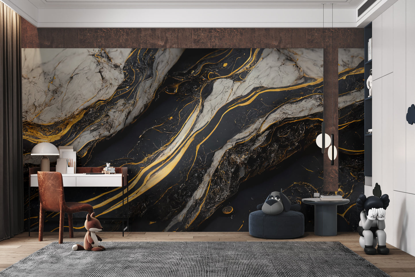 Golden Veined Marble Wall Mural