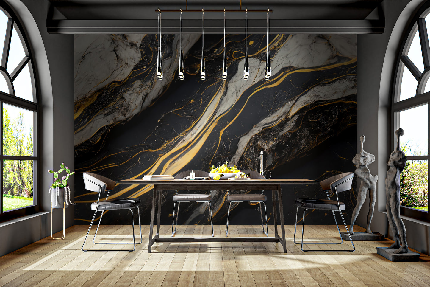 Golden Veined Marble Wall Mural