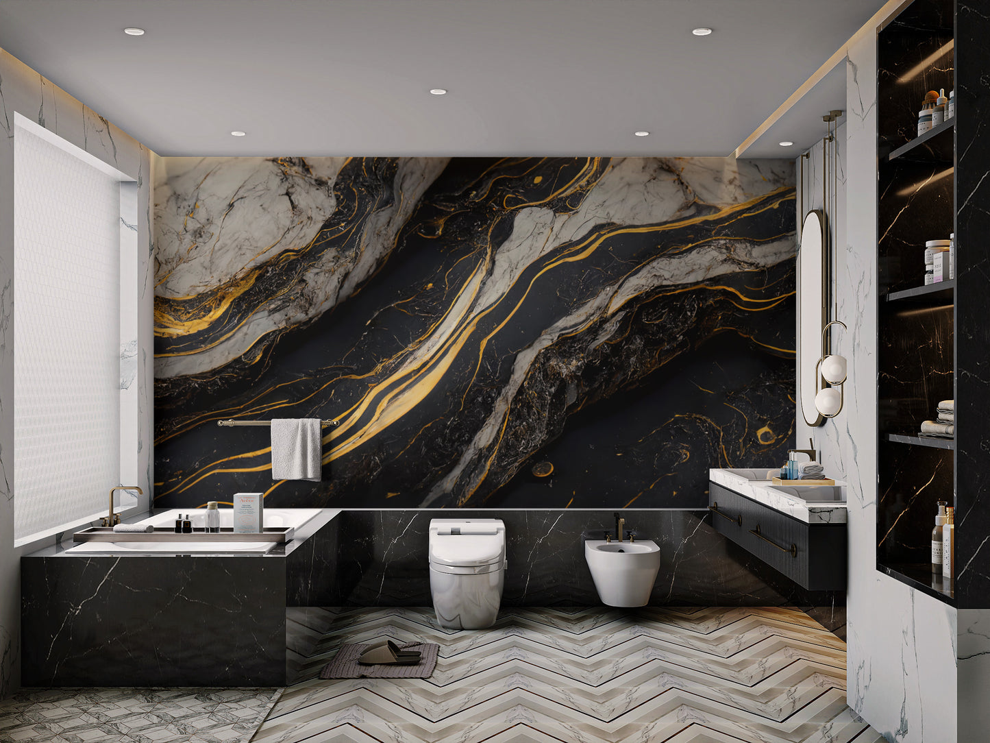 Golden Veined Marble Wall Mural