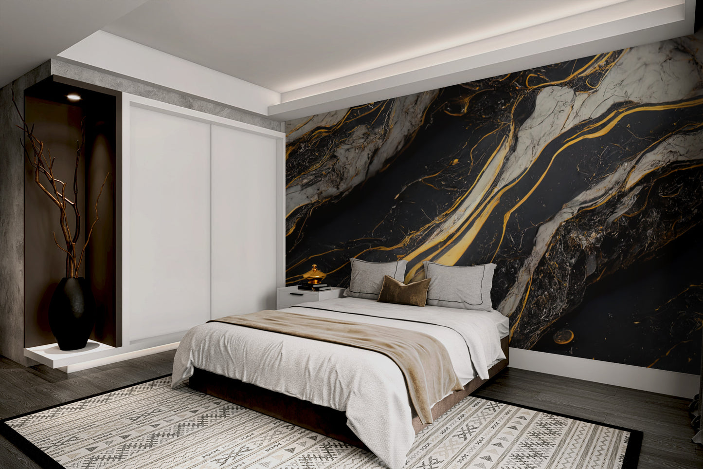 Golden Veined Marble Wall Mural