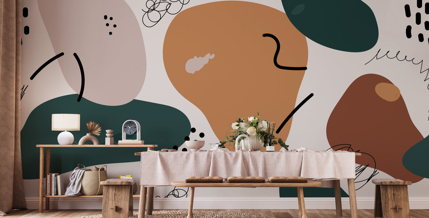 Warm autumn tones in a wallpaper mural
