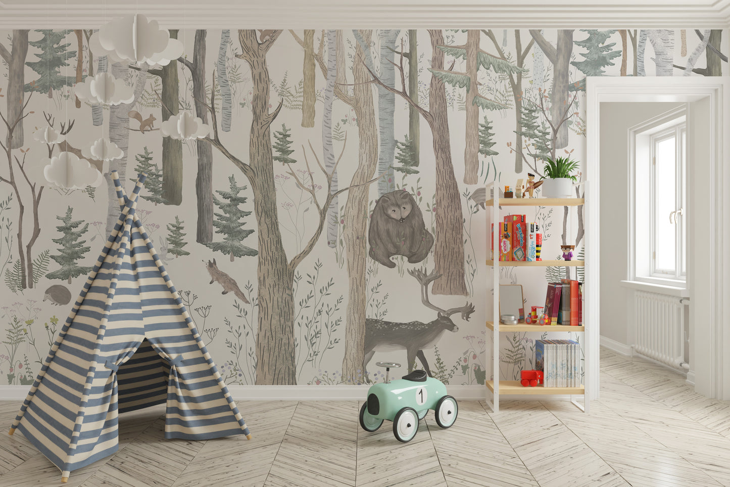 Add charm with Animals Nursery Wallpaper Mural