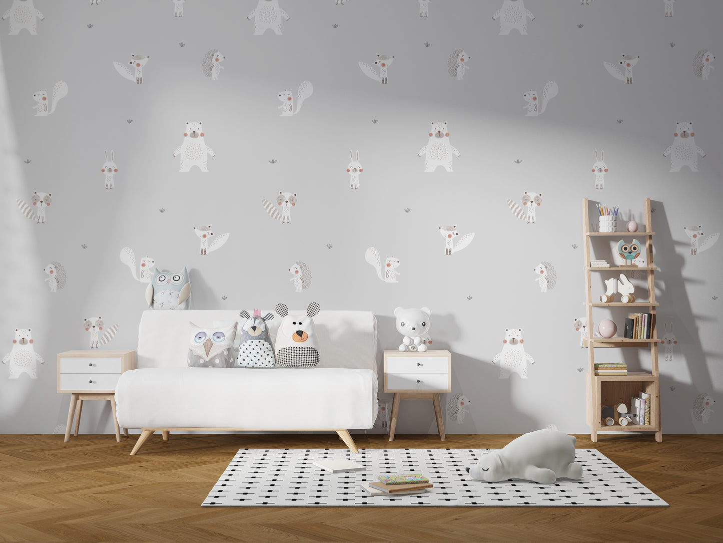 Cream Forest friends Wallpaper Murals