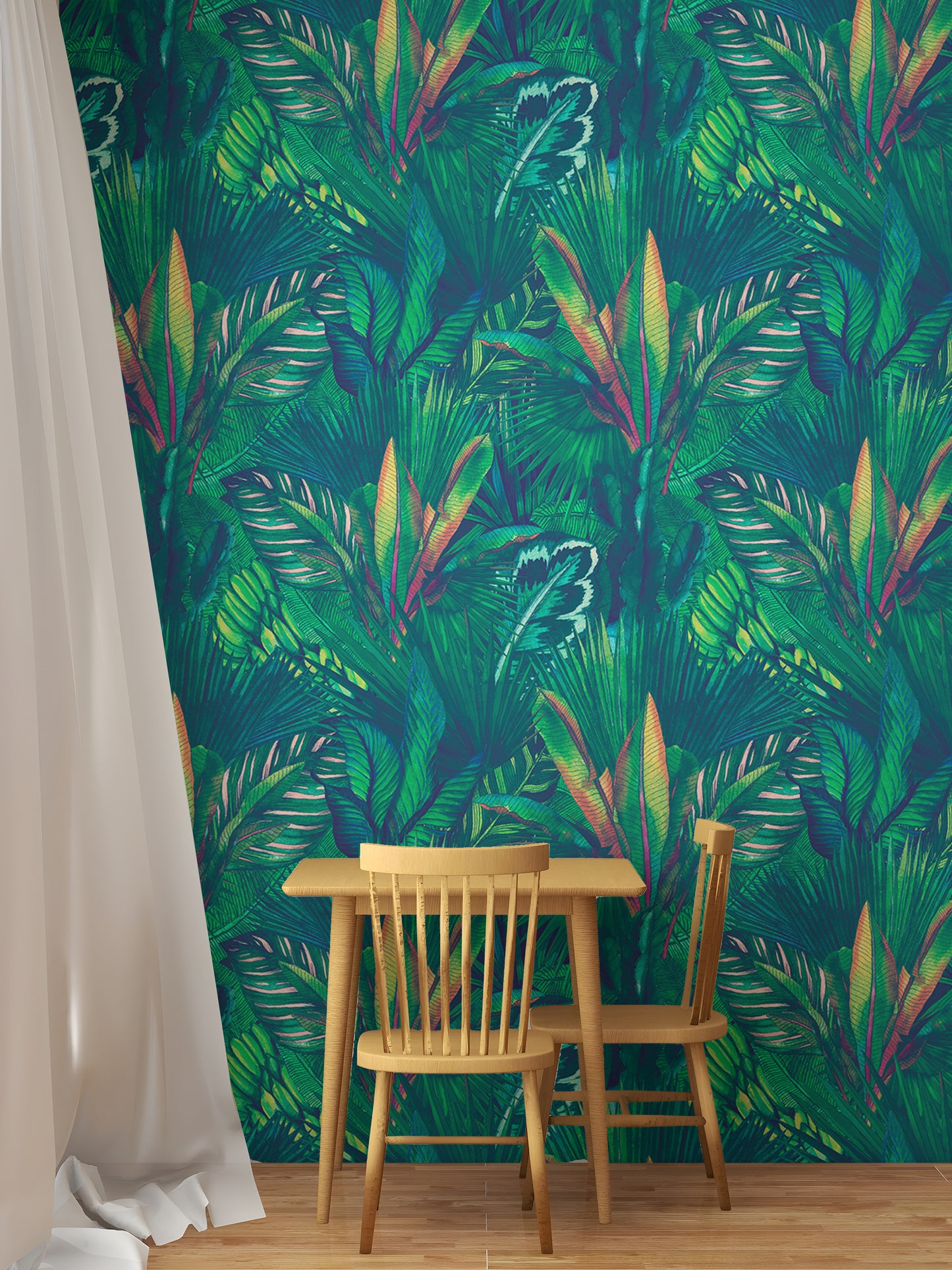 Hand Drawn Watercolor Tropical Leaves Wallpaper