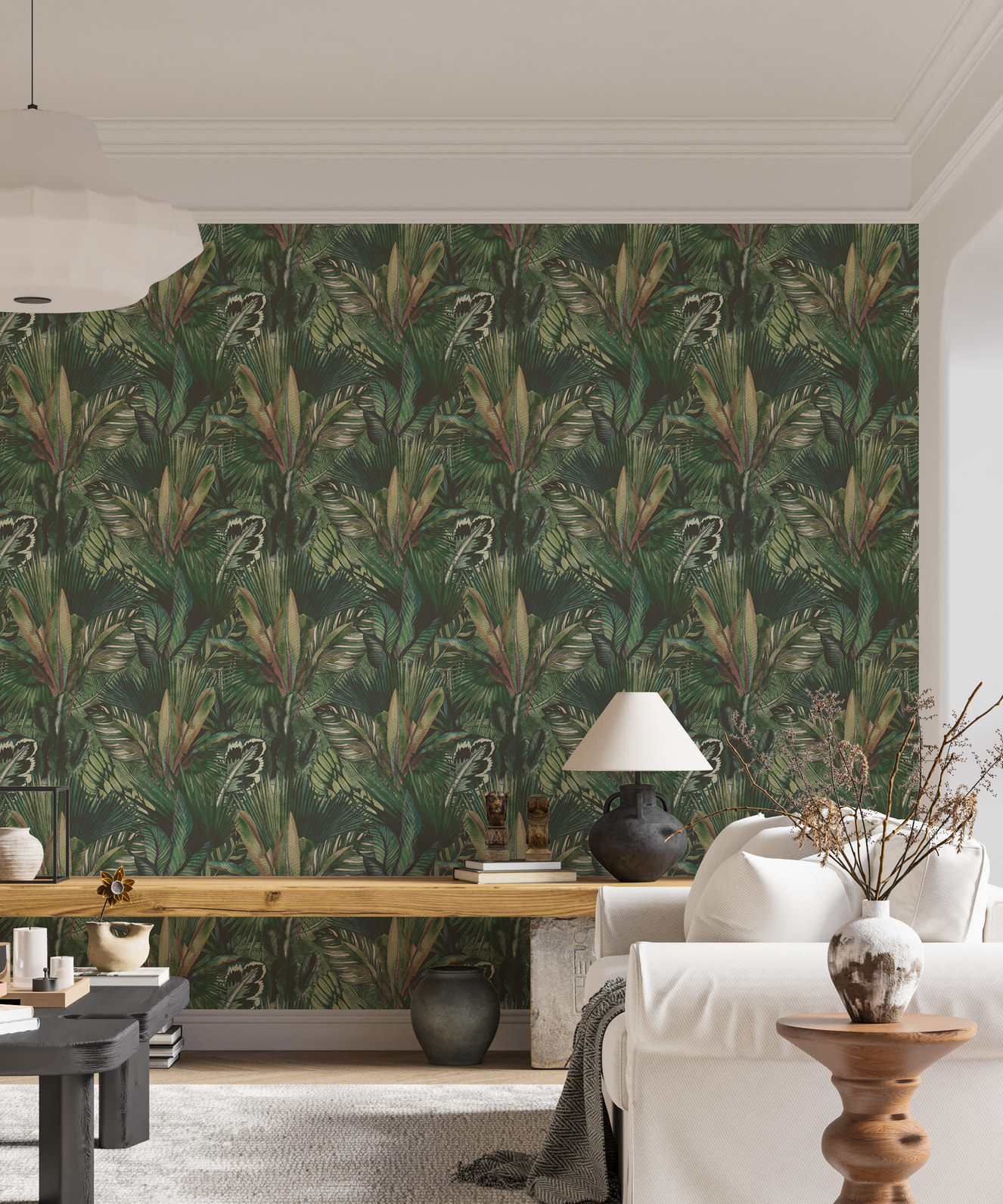 Watercolor Tropical Leaves Seamless Pattern Wallpaper