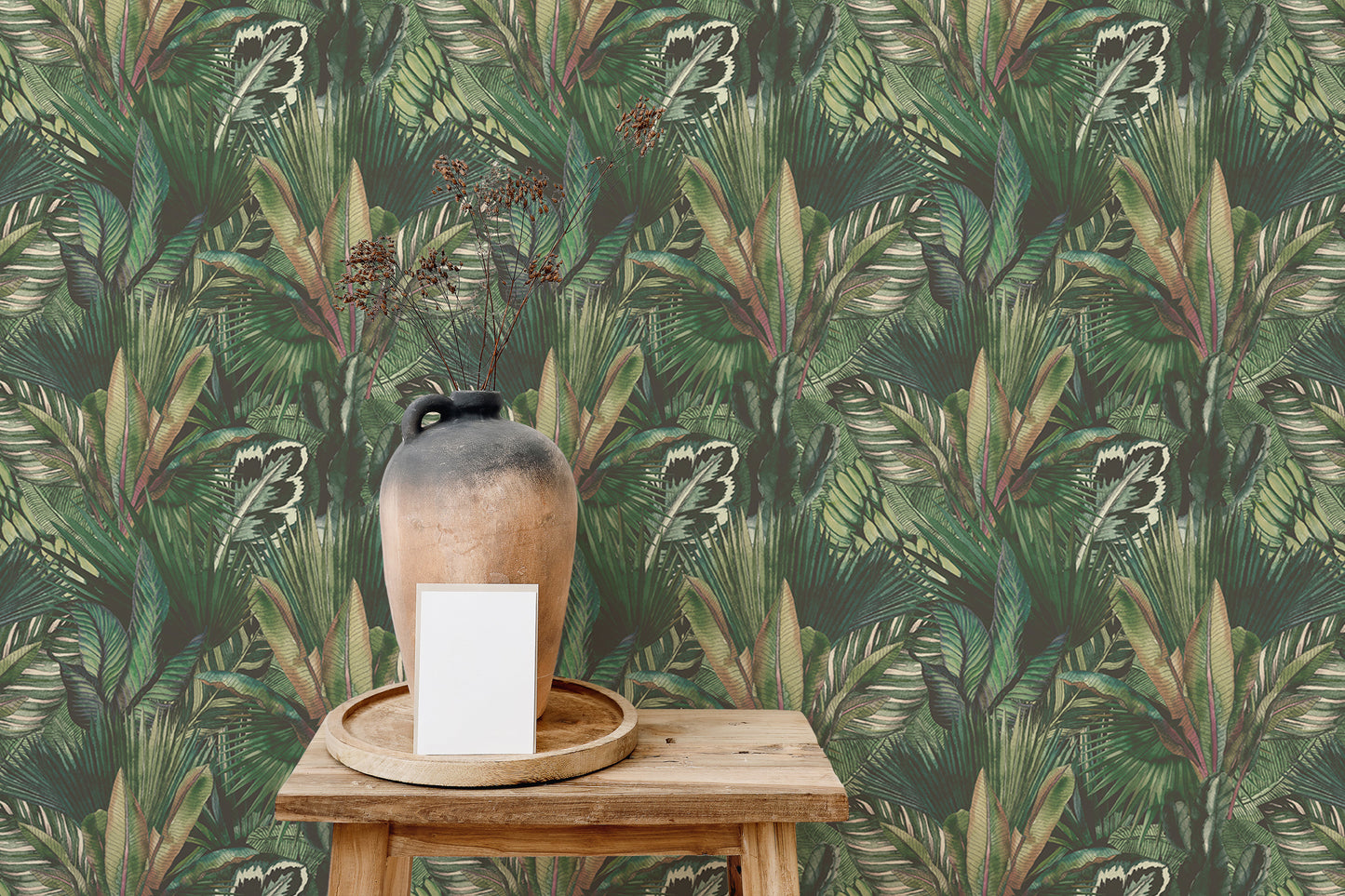 Watercolor Tropical Leaves Seamless Pattern Wallpaper