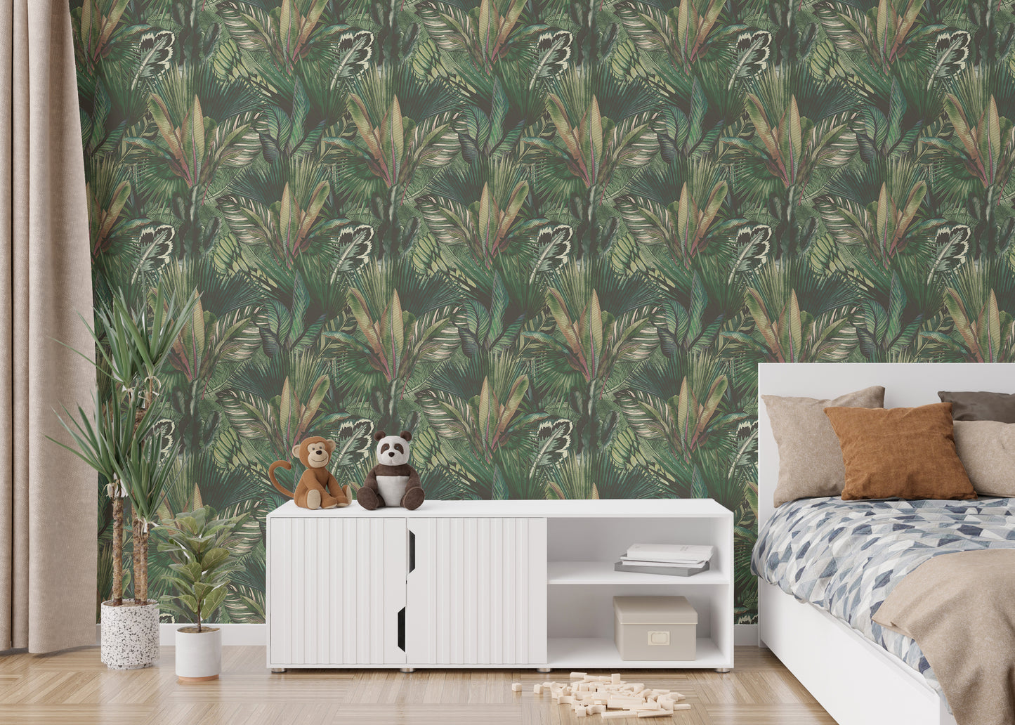 Watercolor Tropical Leaves Seamless Pattern Wallpaper