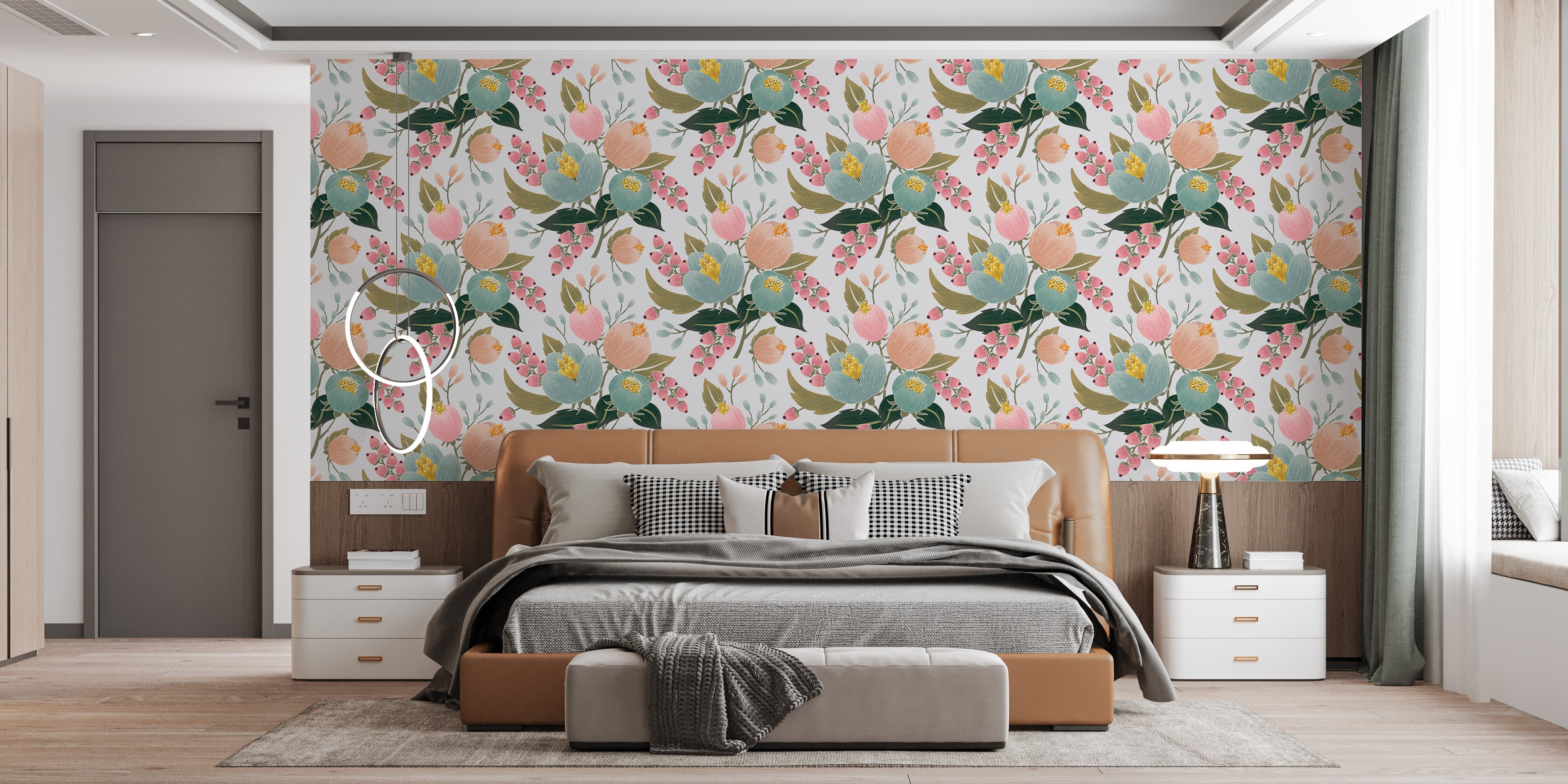 Repeating flower pattern wallpaper art
