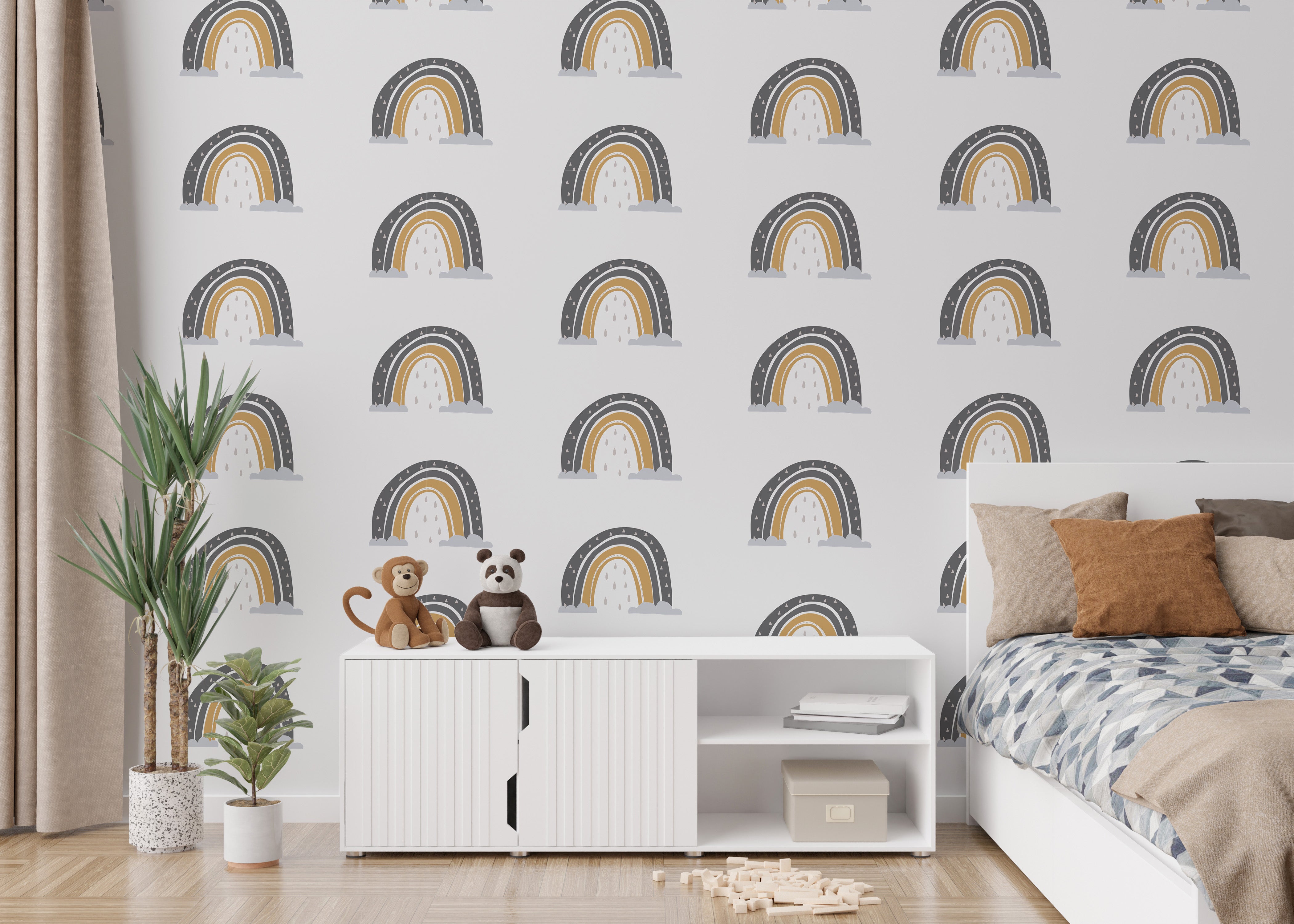 Creative rainbow mural wallpaper with texture



