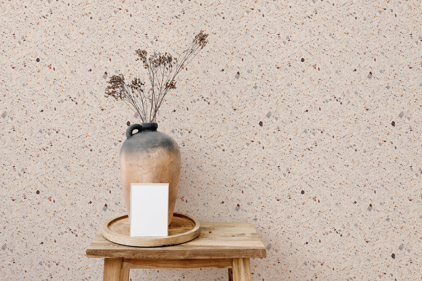 Beige Venetian Quartz Stone Terrazzo Tiles Wallpaper