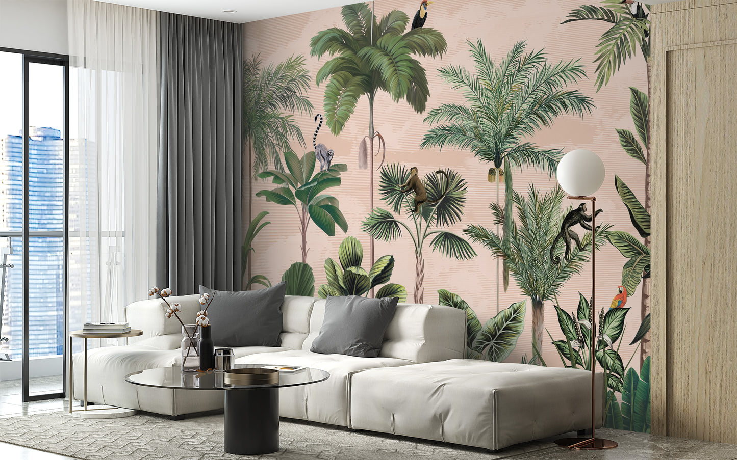 Green forest peel-off mural for calming wall accents