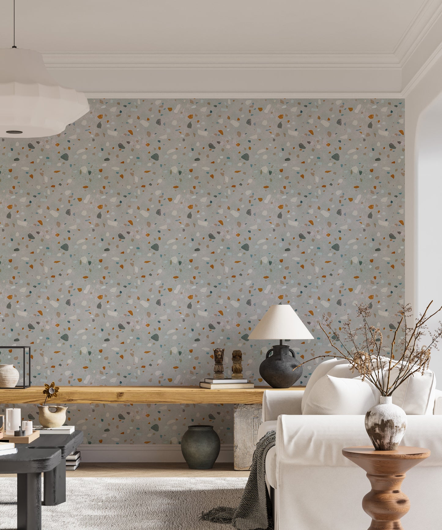 Mid Century Modern Natural Classic Terrazzo Wallpaper