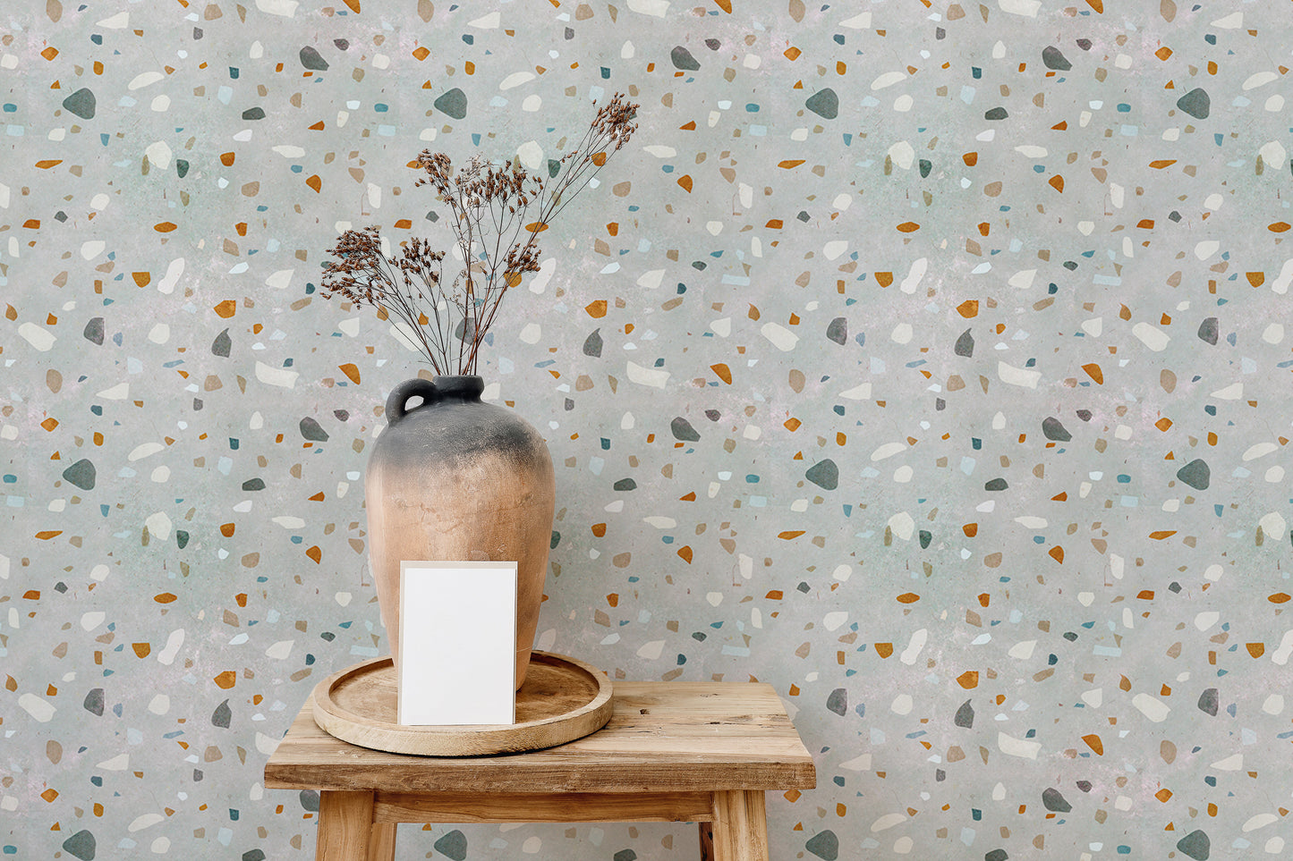 Mid Century Modern Natural Classic Terrazzo Wallpaper