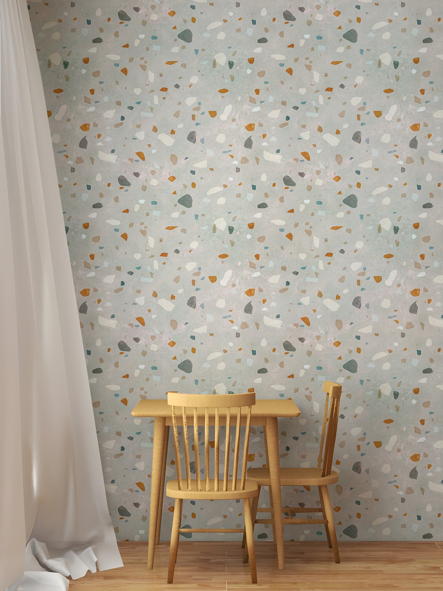 Mid Century Modern Natural Classic Terrazzo Wallpaper