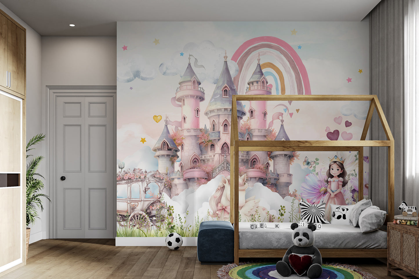 Princess Castle Unicorn Rainbow Wallpaper