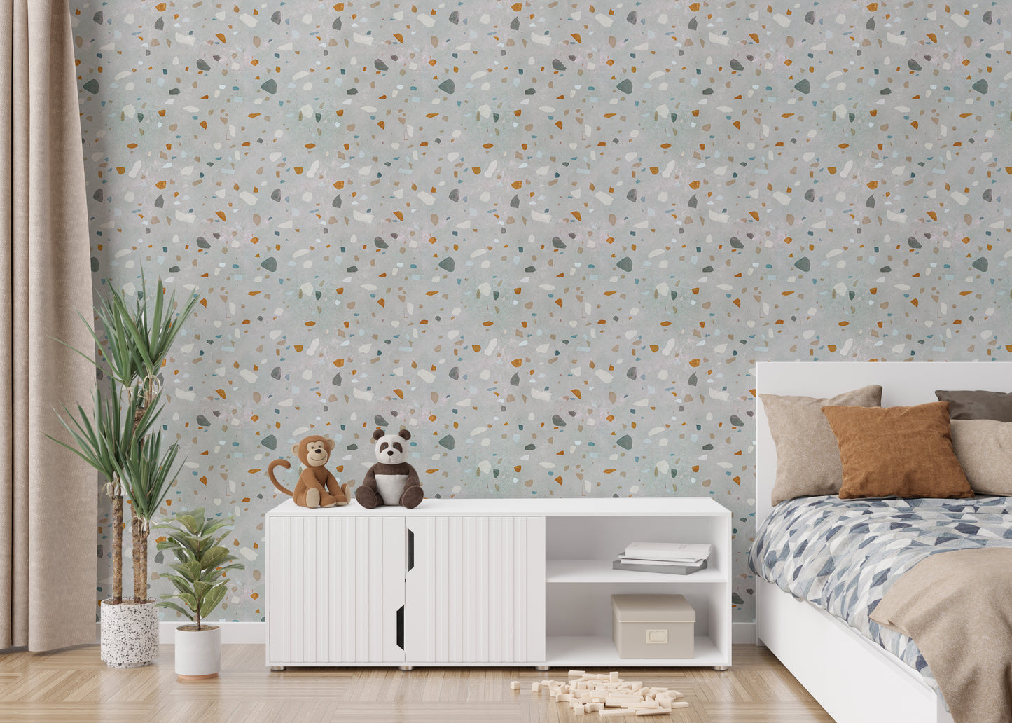 Mid Century Modern Natural Classic Terrazzo Wallpaper