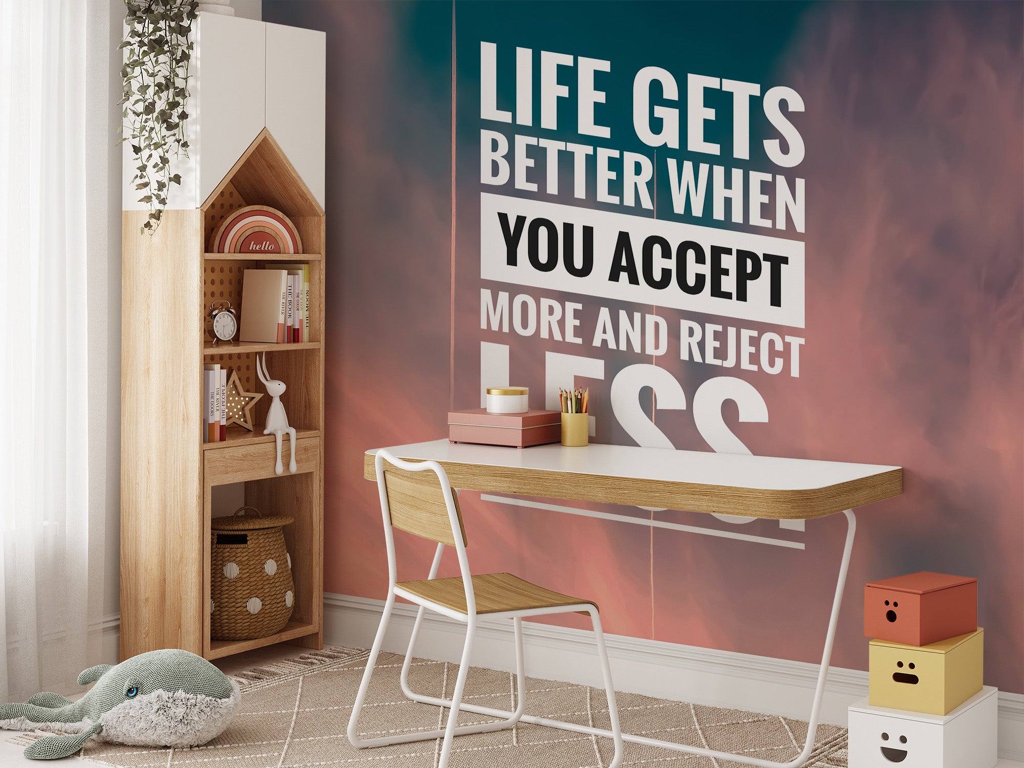 Positive quotes wall mural for home interiors
