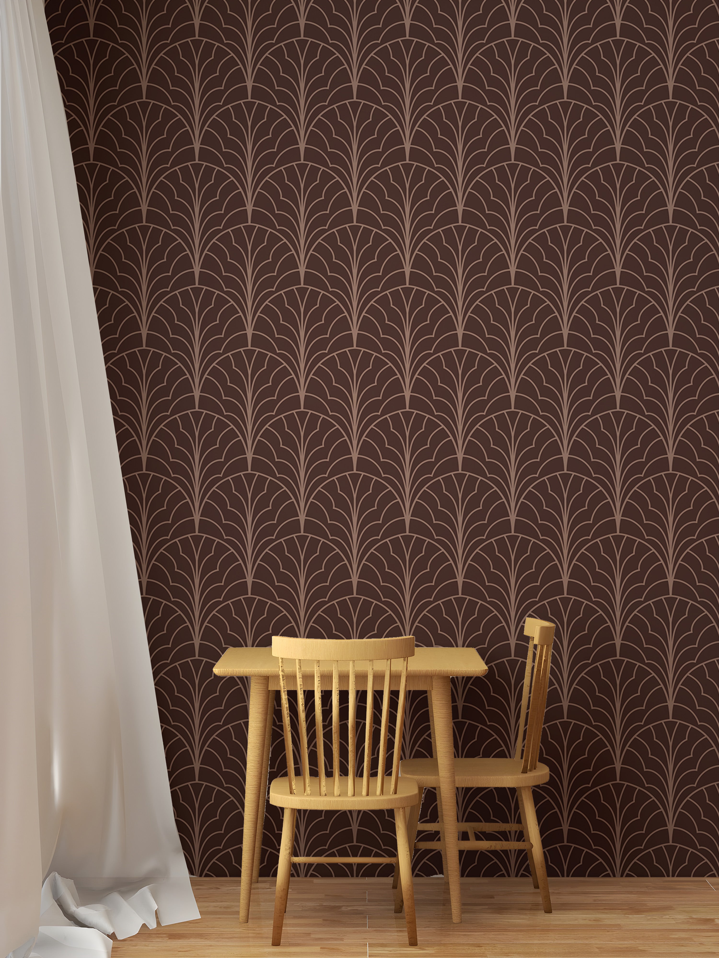 Elegant red art deco wallpaper with modern patterns