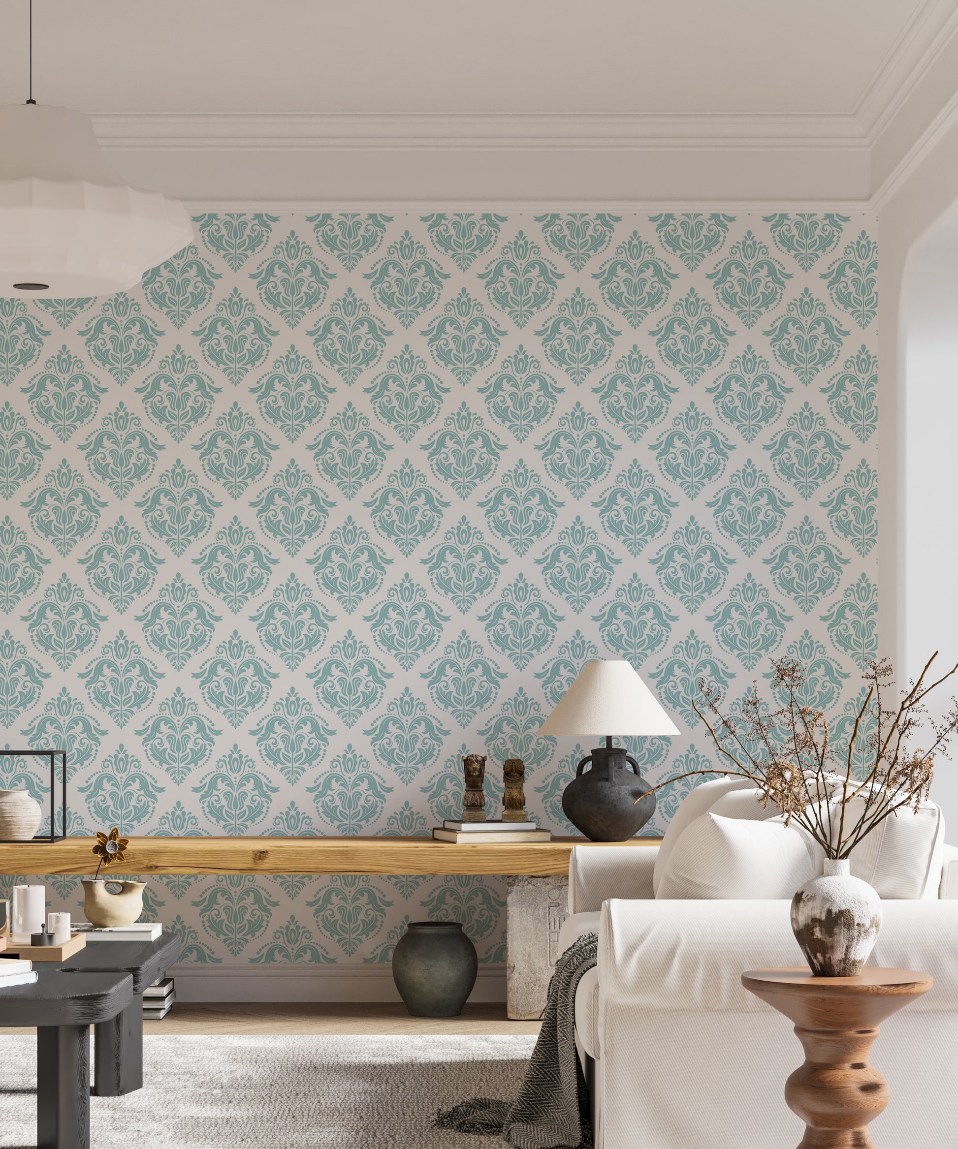 Classic oriental wallpaper in elegant blue and white