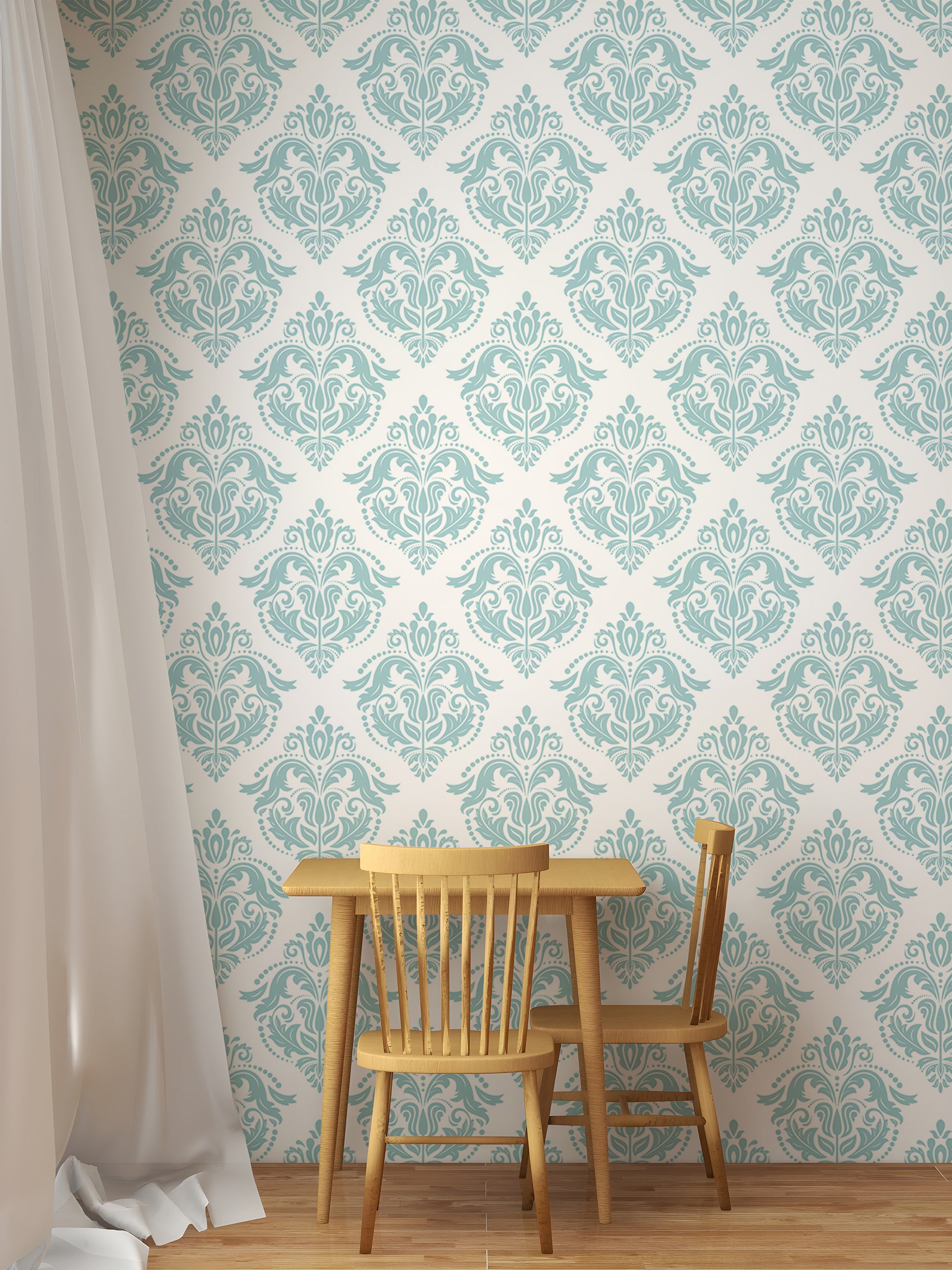 Oriental wallpaper showcasing timeless blue details