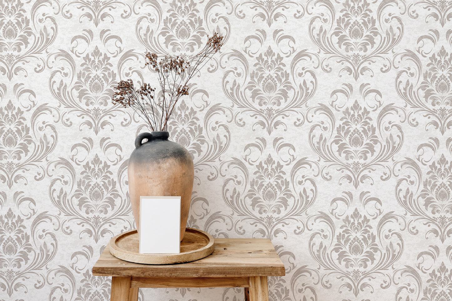 Timeless damask wallpaper with luxurious retro charm