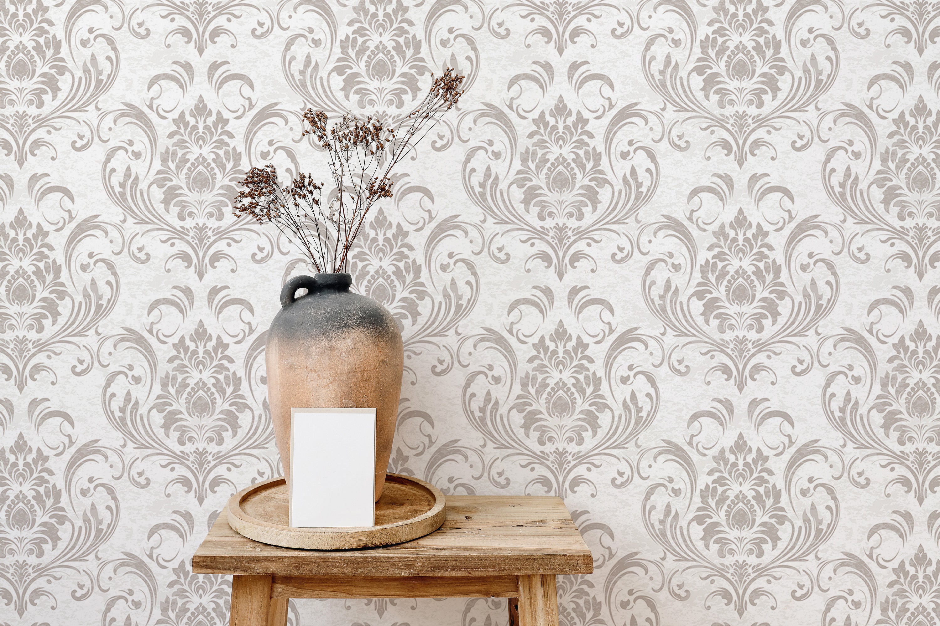 Timeless damask wallpaper with luxurious retro charm