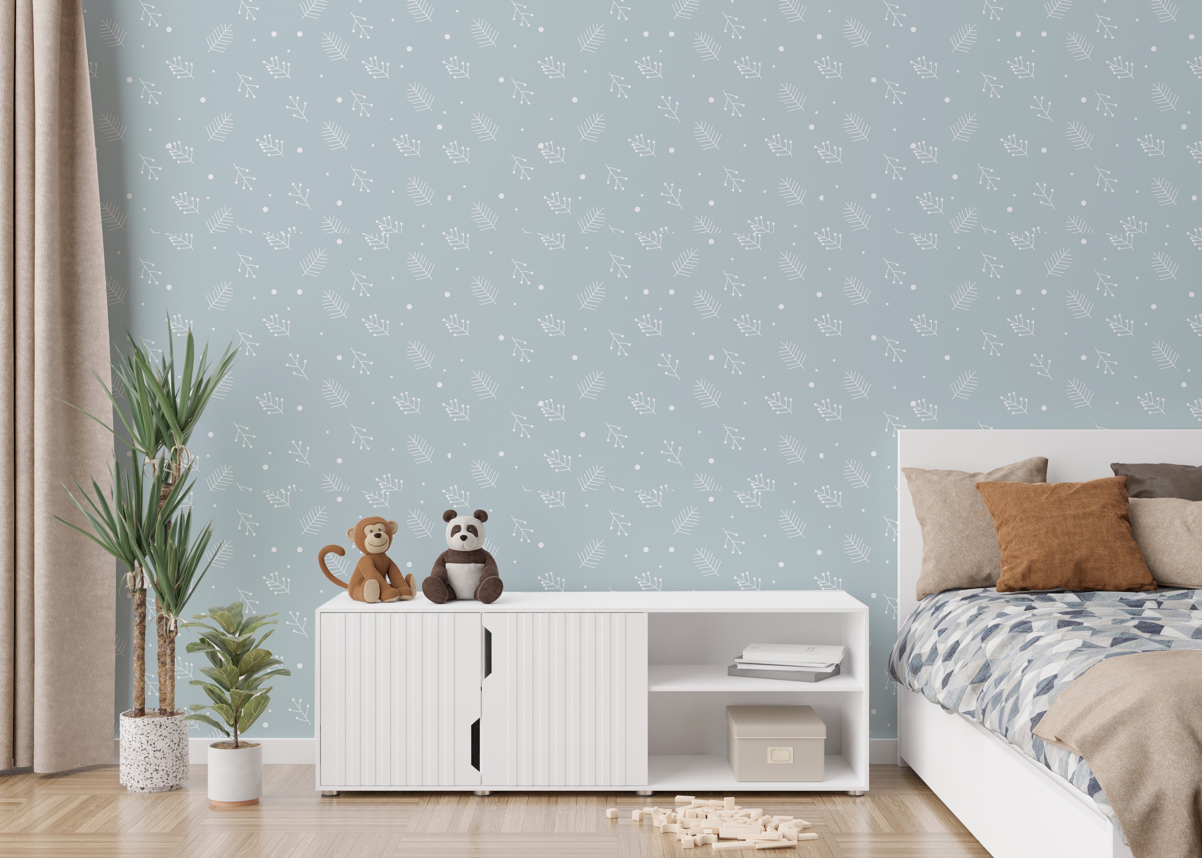 Snowy white spruce wallpaper for cozy walls
