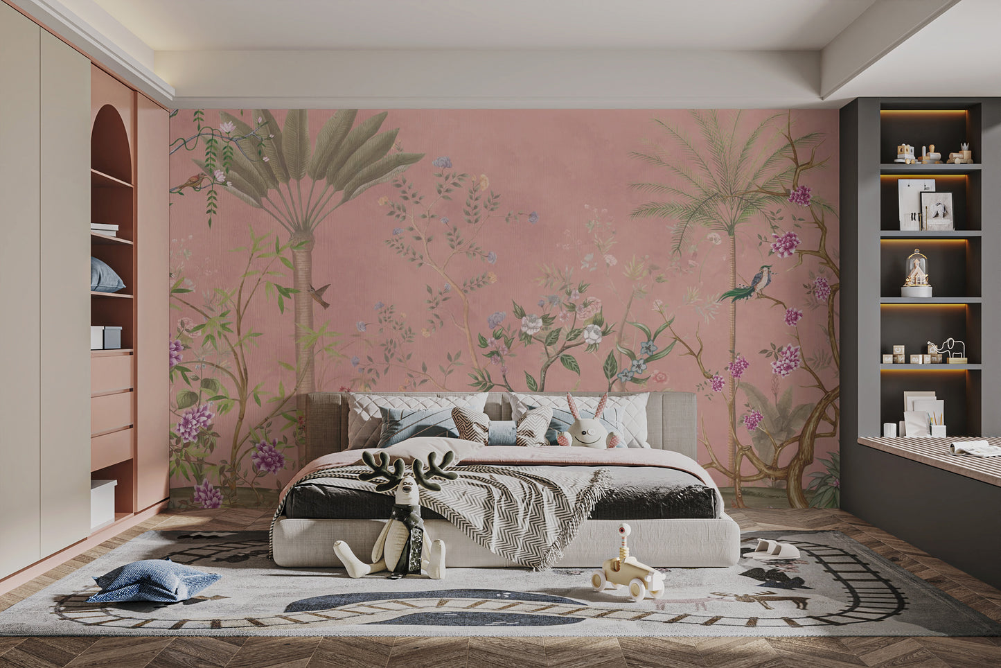 Pink Tropical Chinoiserie Wallpaper