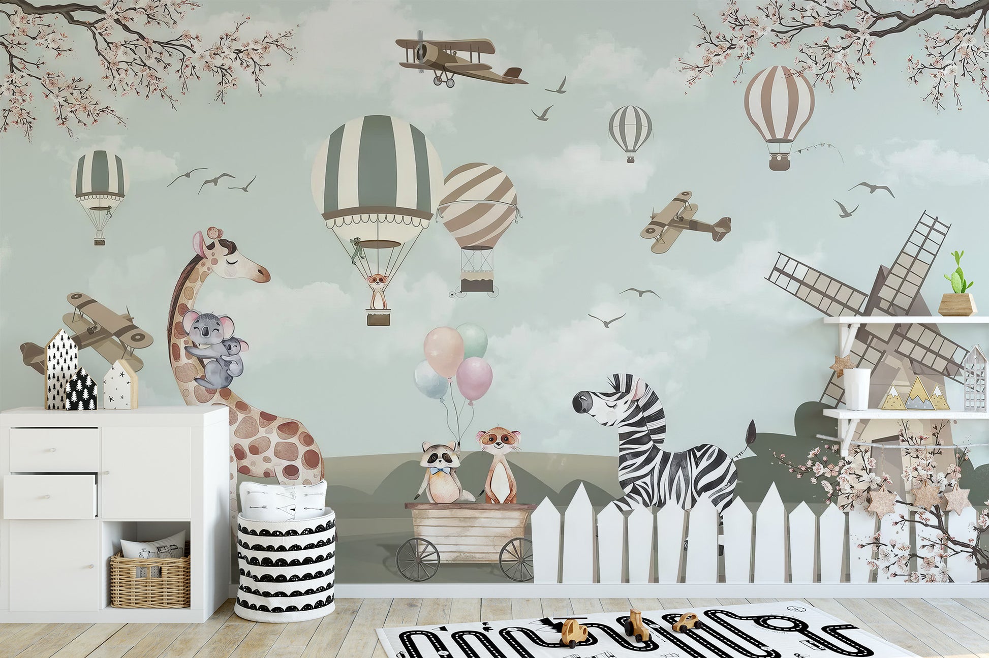 Delightful woodland animal mural for children's walls