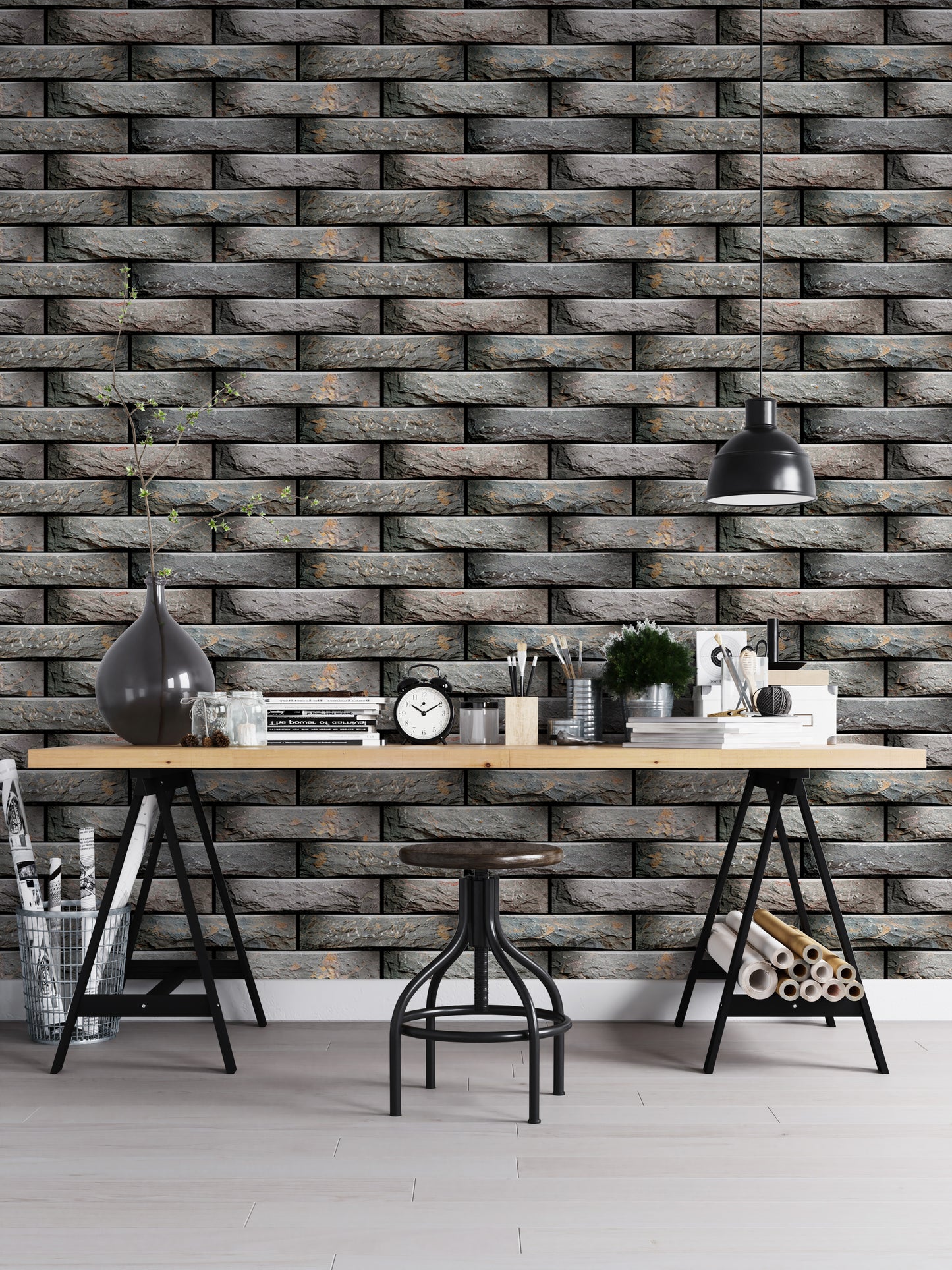 Elevation Wall Tiles Design Geometric Modules Wallpaper