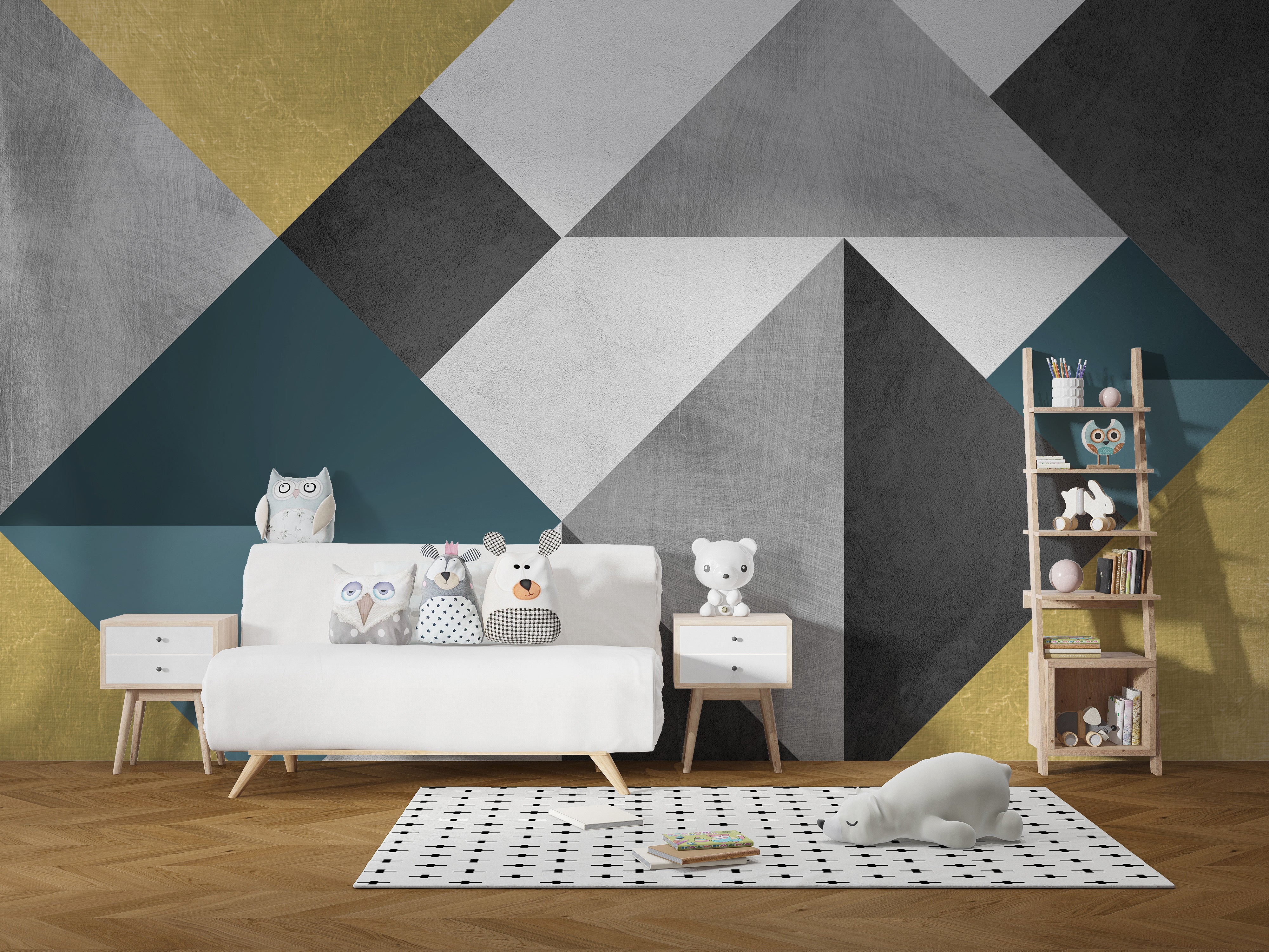 Bright Multicolor Triangle Mural for Contemporary Walls