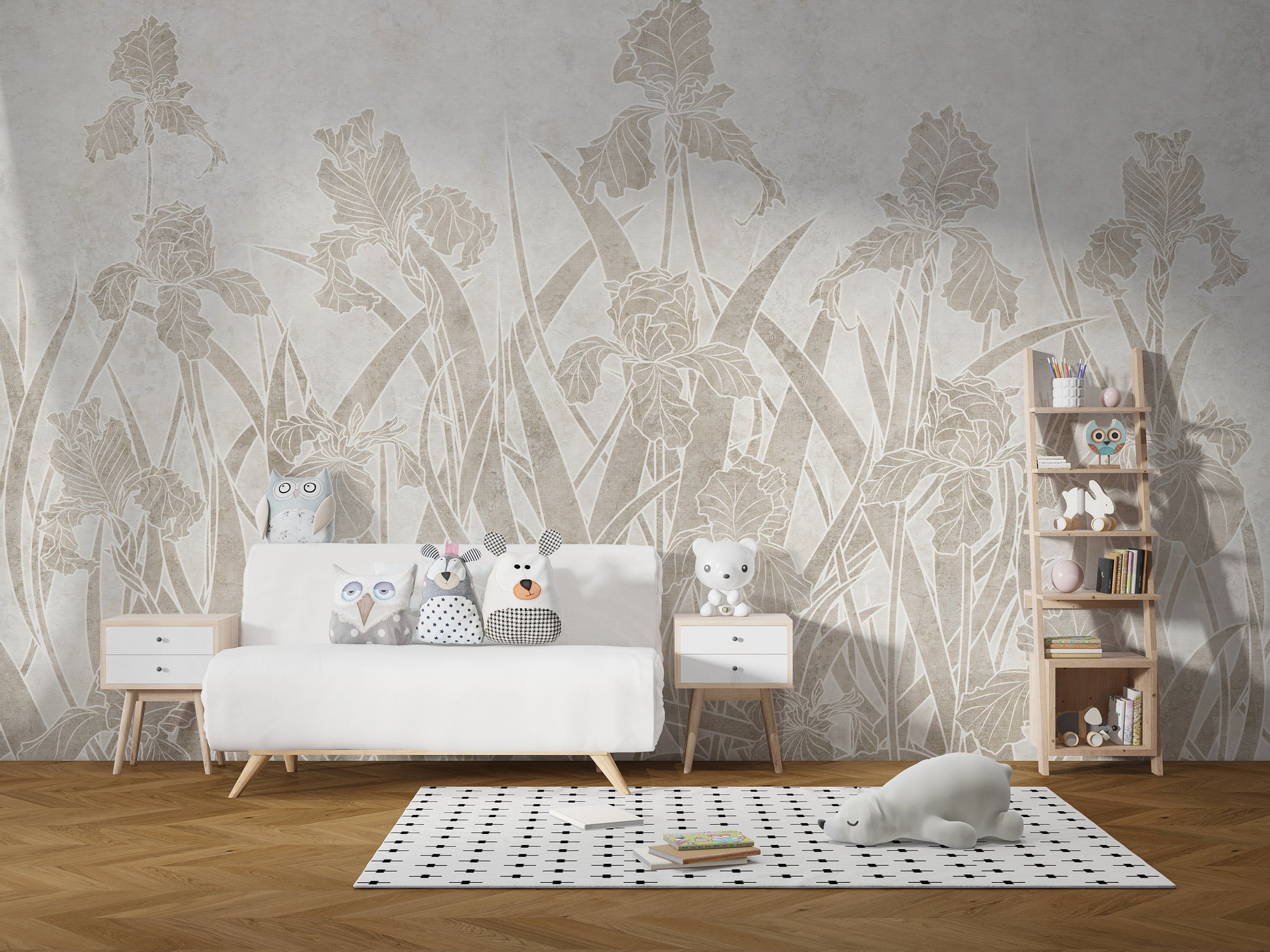 Beautiful Blooming Flowers and Shrubs Mural for Rooms