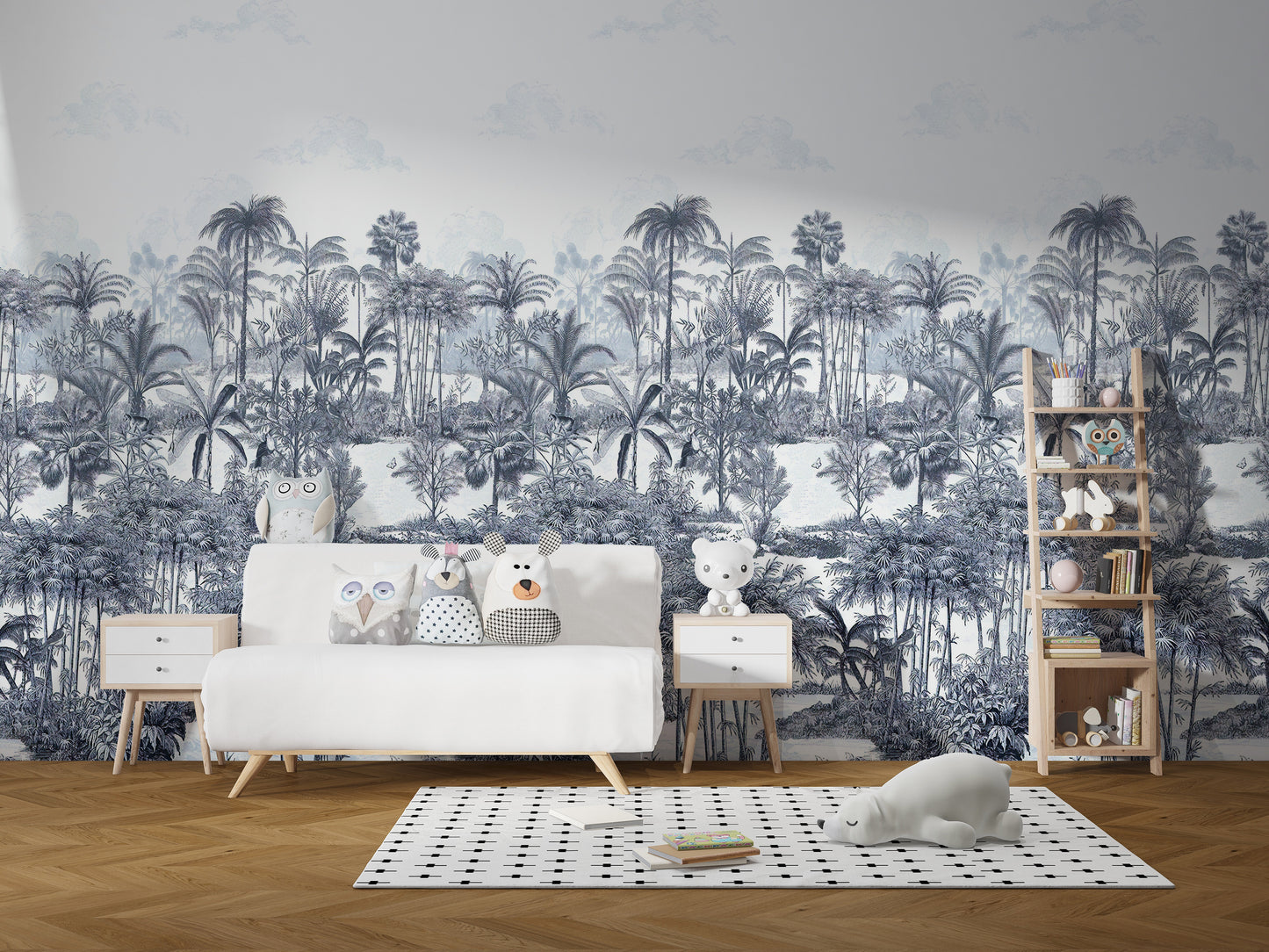 Tropical Forest Blue Wallpaper For Walls