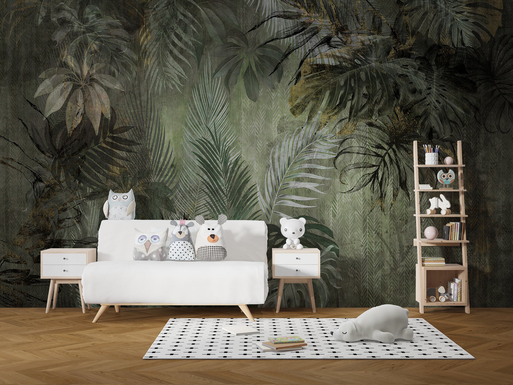 Peel and stick wallpaper with tropical vibes
