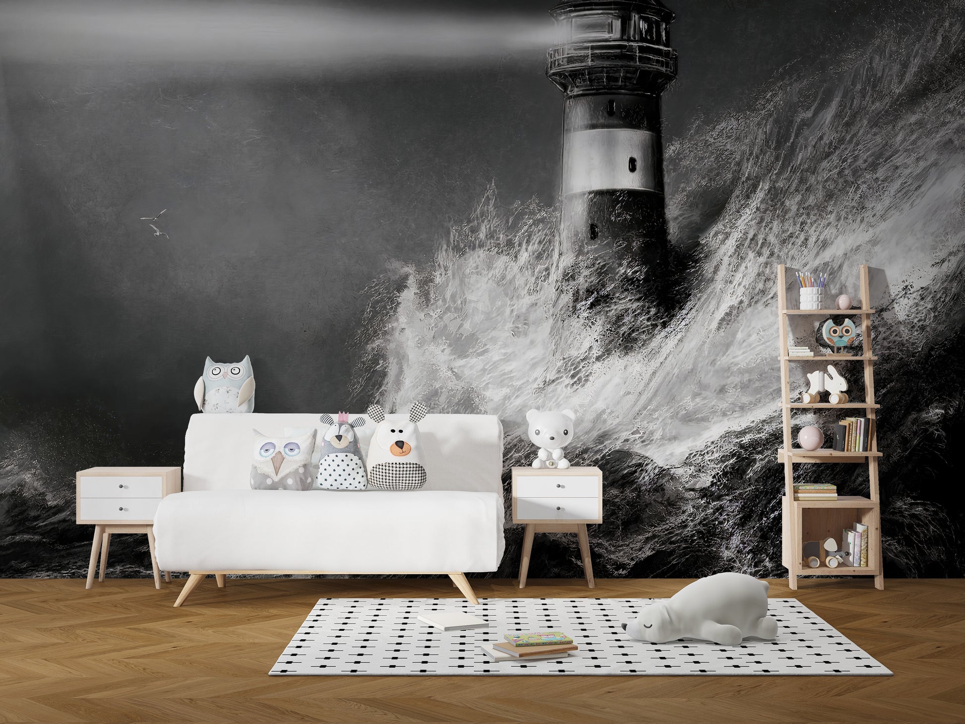 Dark lighthouse wallpaper for serene decor
