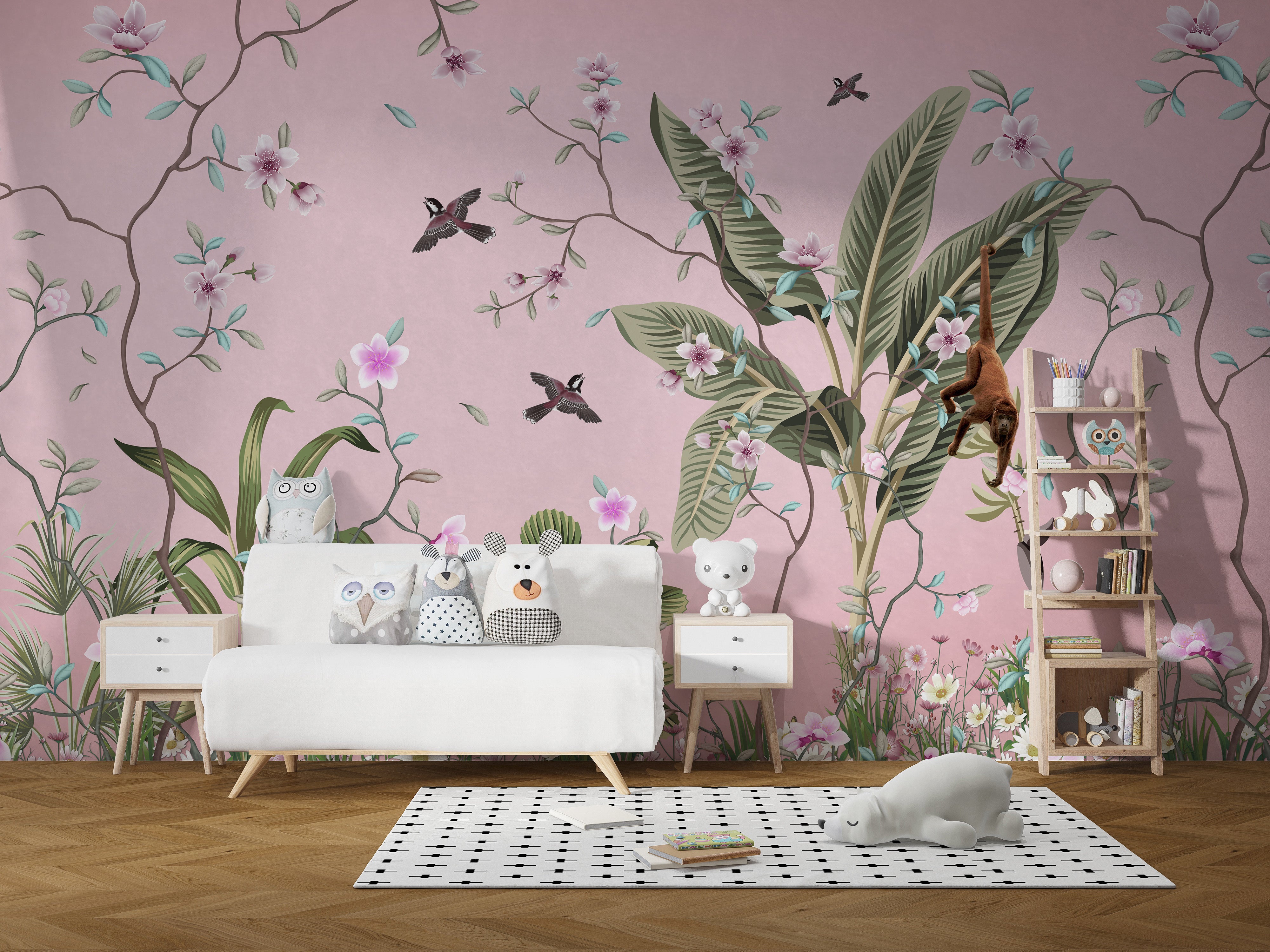 Elegant floral mural for refined interiors.
