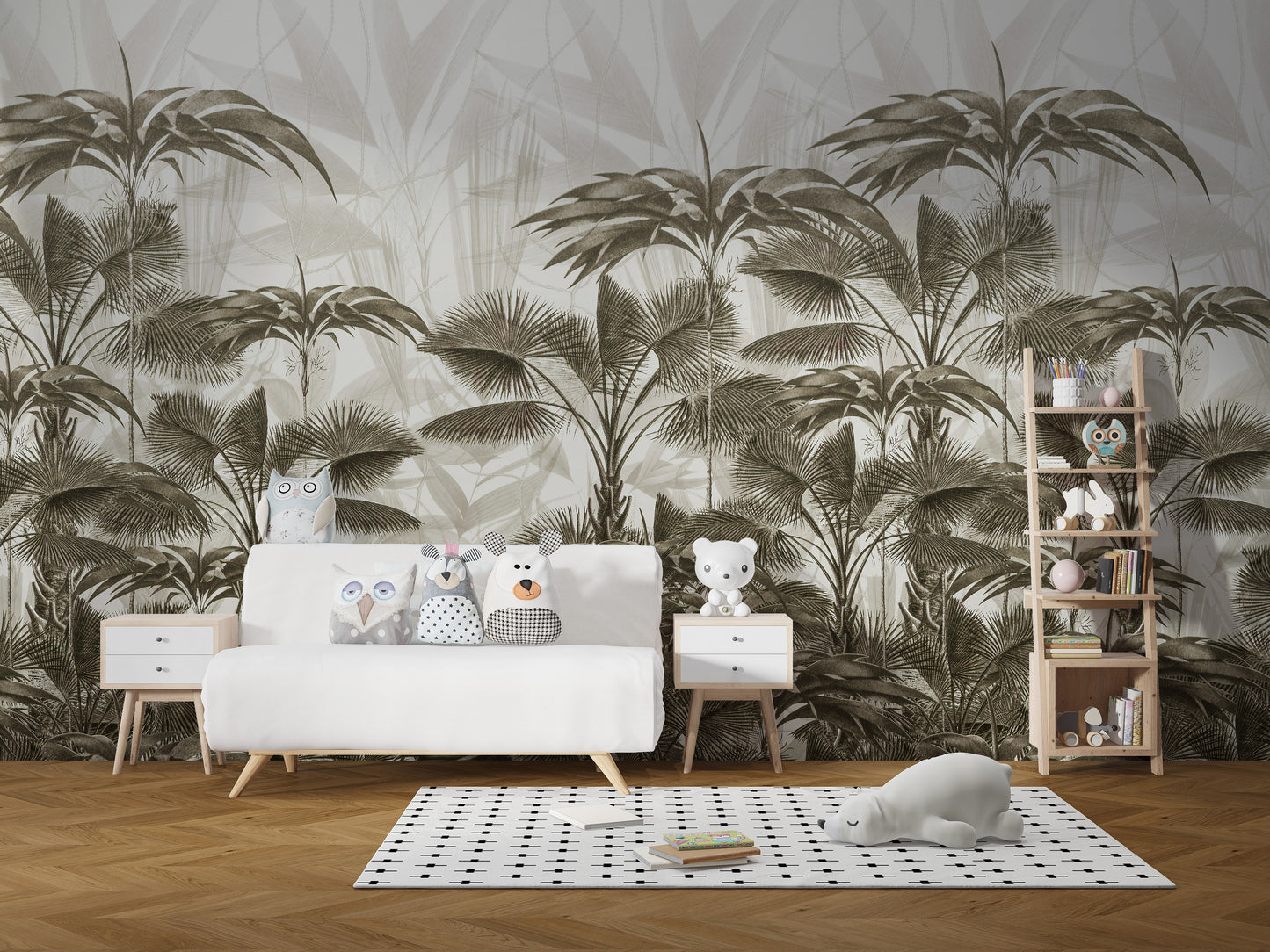 Nature-inspired wild palm mural for walls.
