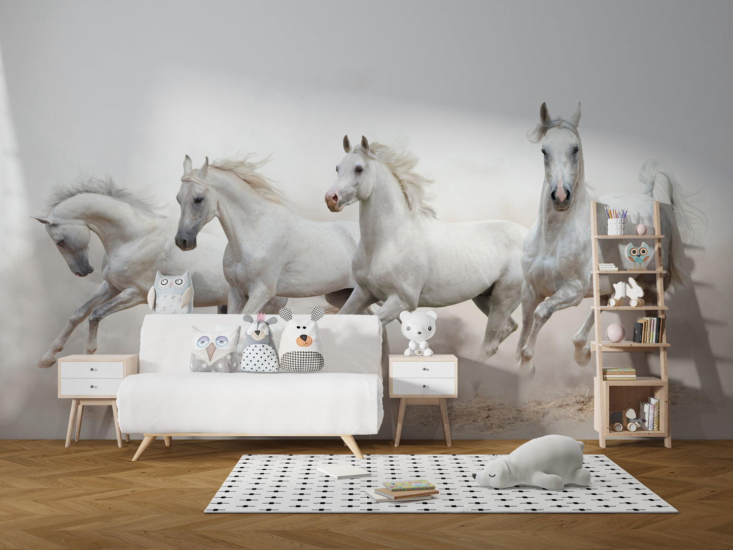 Horse herd wallpaper mural for interiors.
